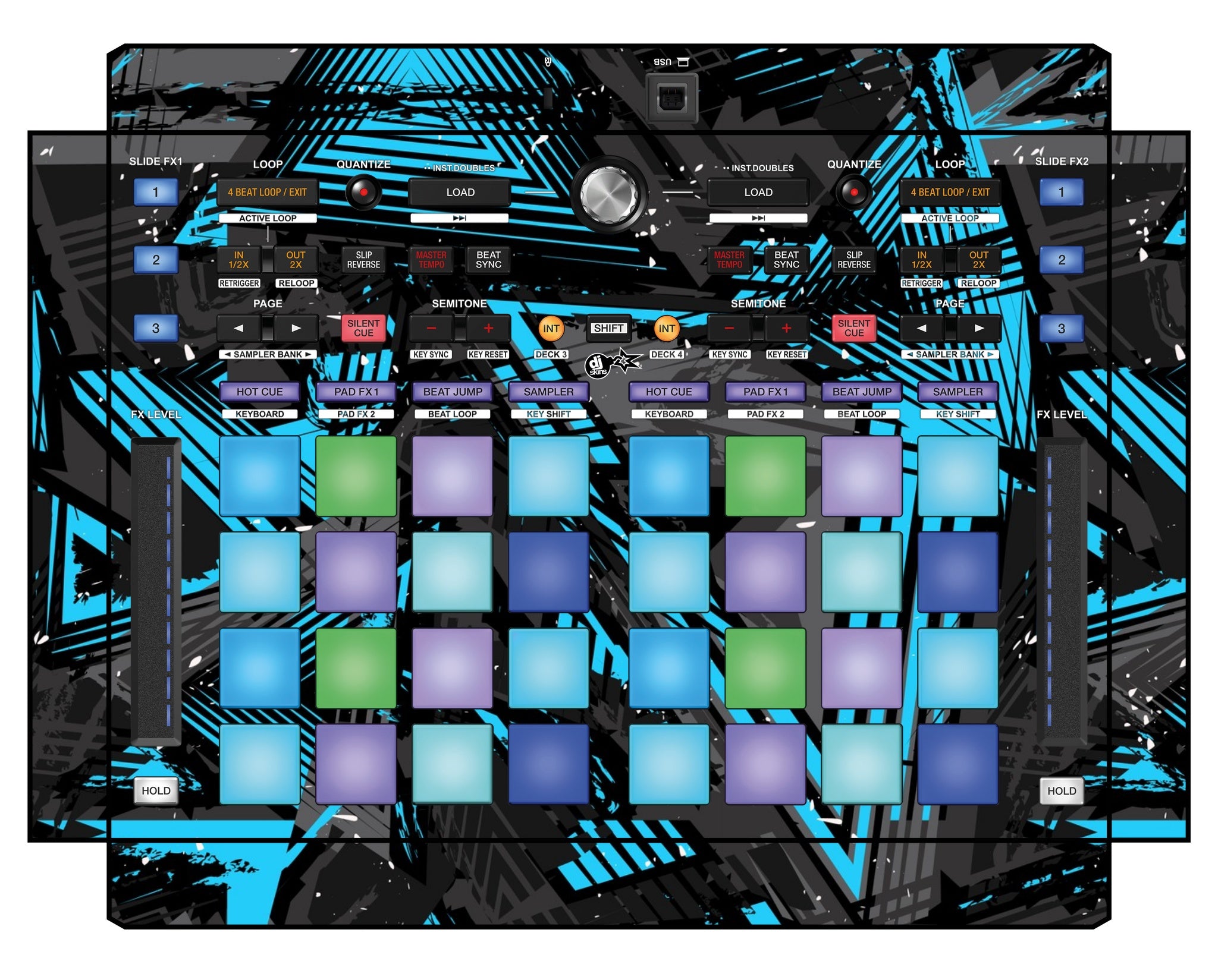 Pioneer DJ DDJ XP 1 Skin Ridge Blue Light