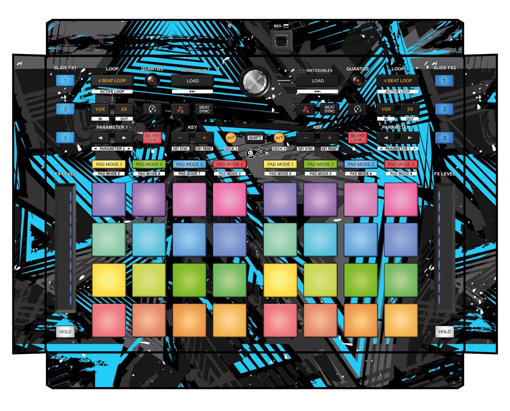 Pioneer DJ DDJ XP 2 Skin Ridge Blue Light