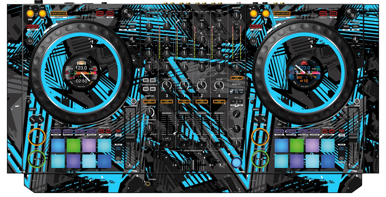 Pioneer DJ DDJ 1000 SRT Skin Ridge Blue Light