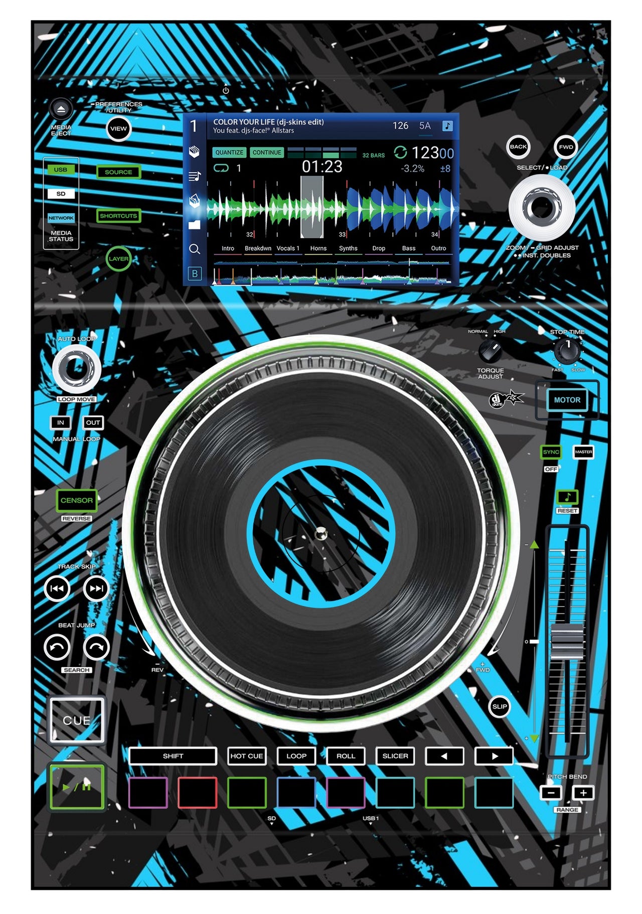 Denon DJ SC 5000 M Skin Ridge Blue Light