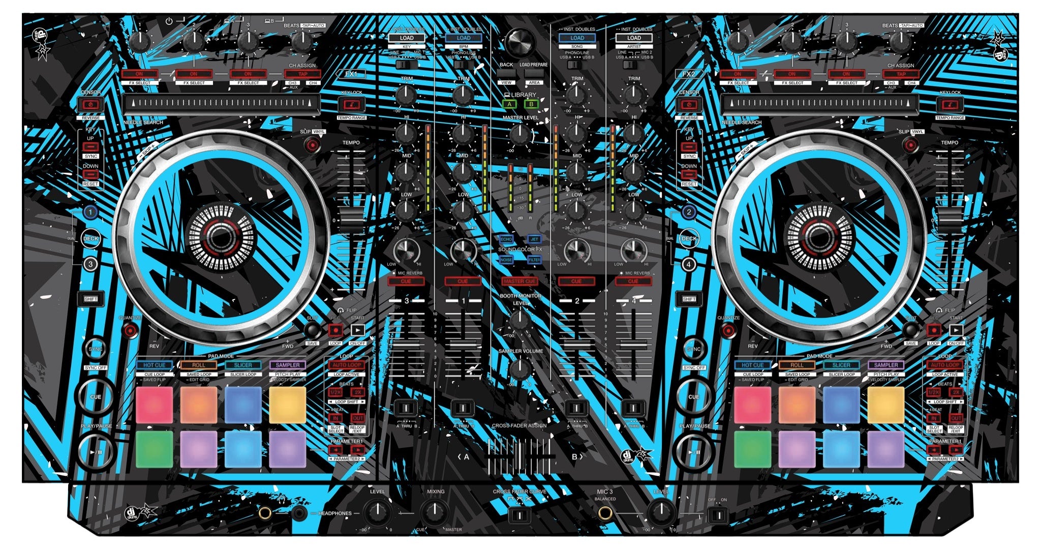 Pioneer DJ DDJ SX 3 Skin Ridge Blue Light