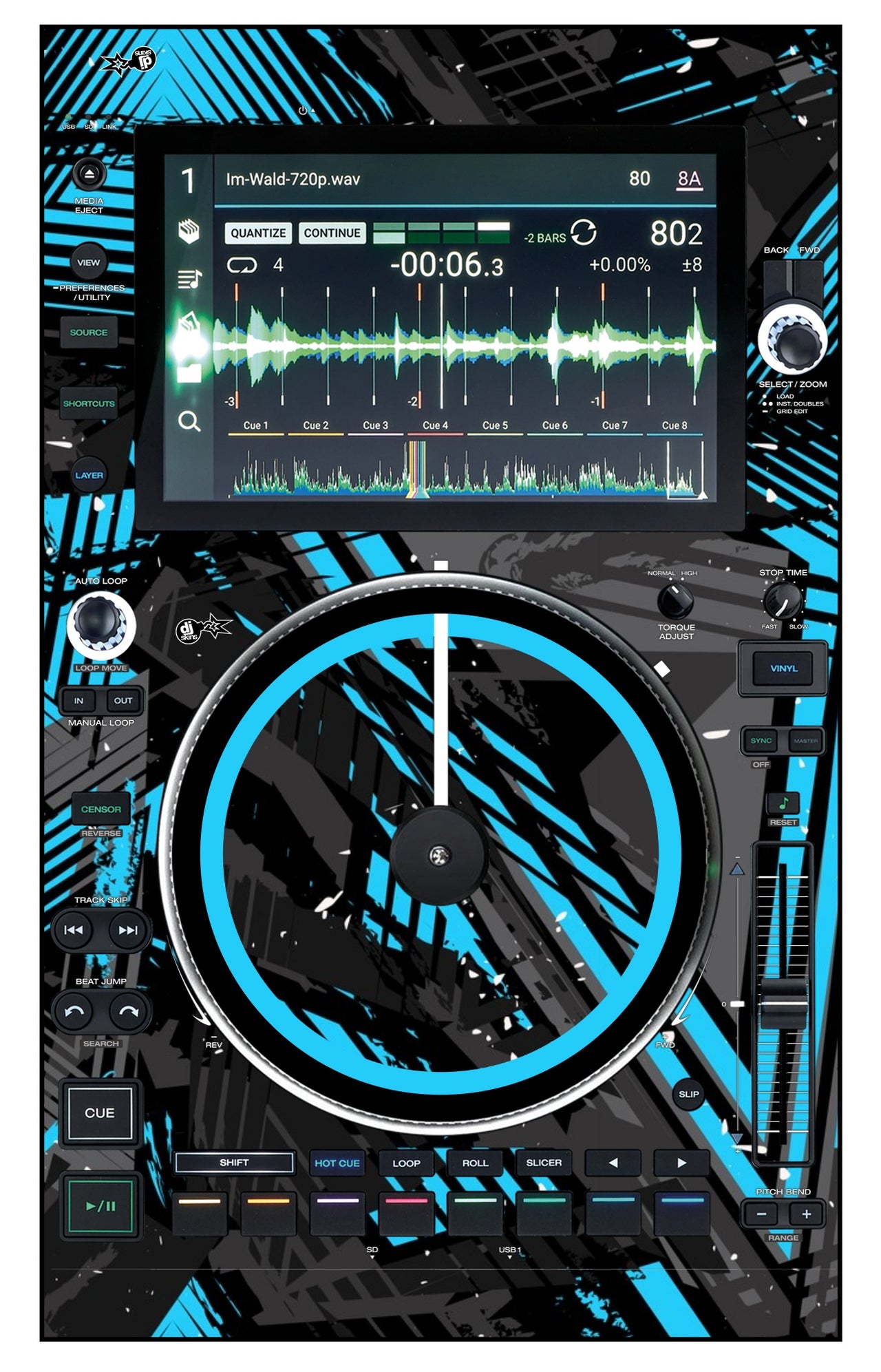 Denon DJ SC 6000 M Skin Ridge Blue Light