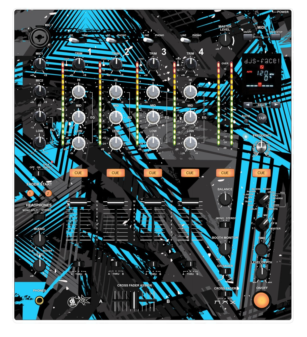 Pioneer DJ DJM 700 Skin Ridge Blue Light