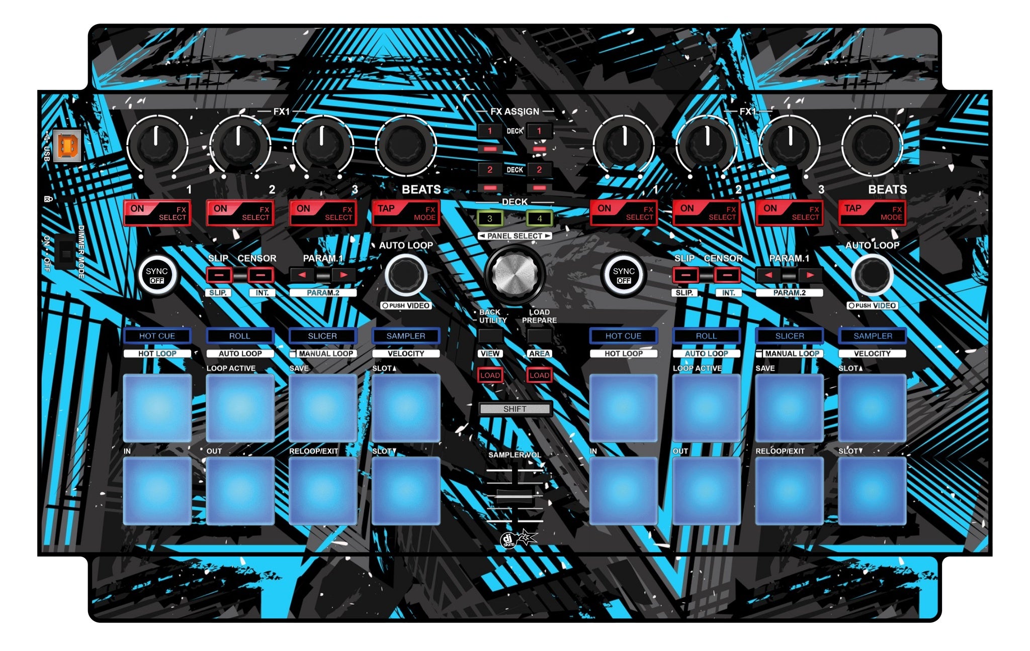 Pioneer DJ DDJ SP 1 Skin Ridge Blue Light