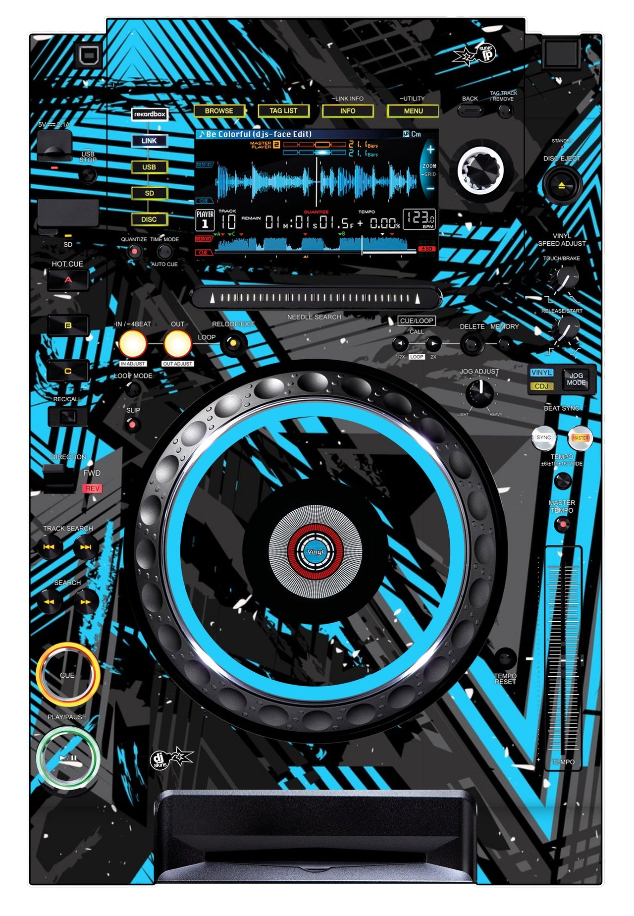 Pioneer DJ CDJ 2000 NEXUS Skin Ridge Blue Light