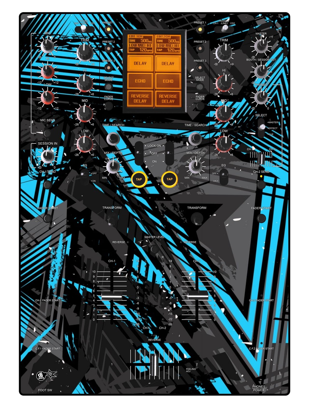 Pioneer DJ DJM 909 Skin Ridge Blue Light