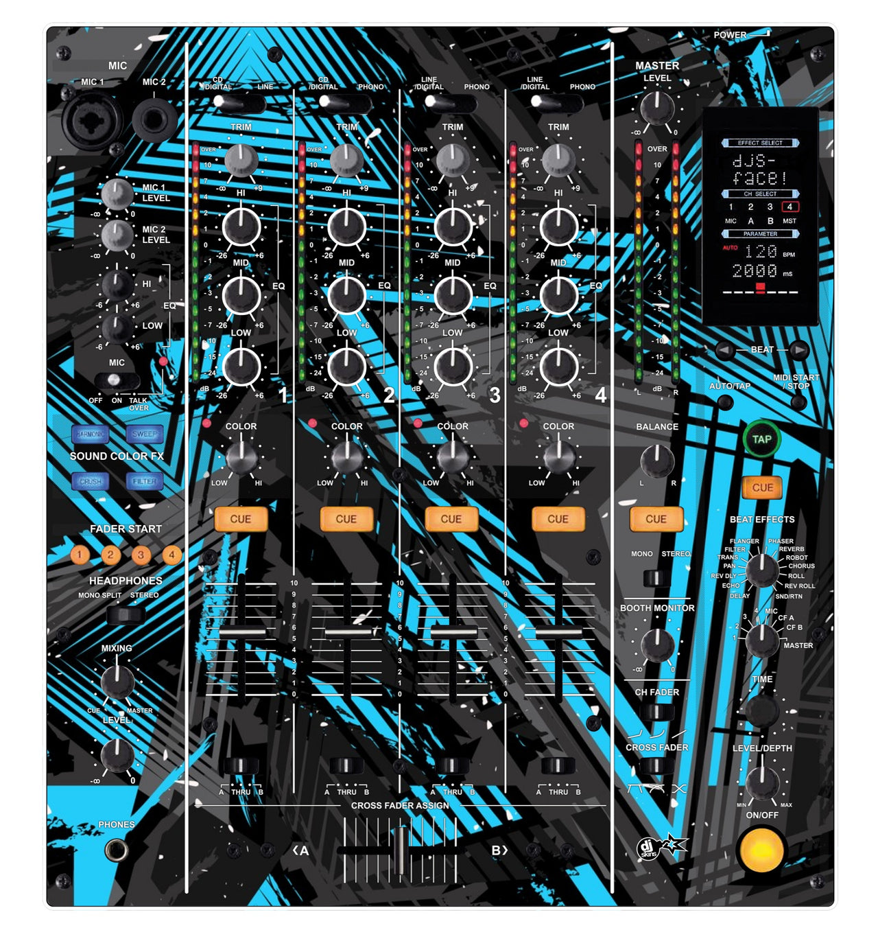 Pioneer DJ DJM 800 Skin Ridge Blue Light
