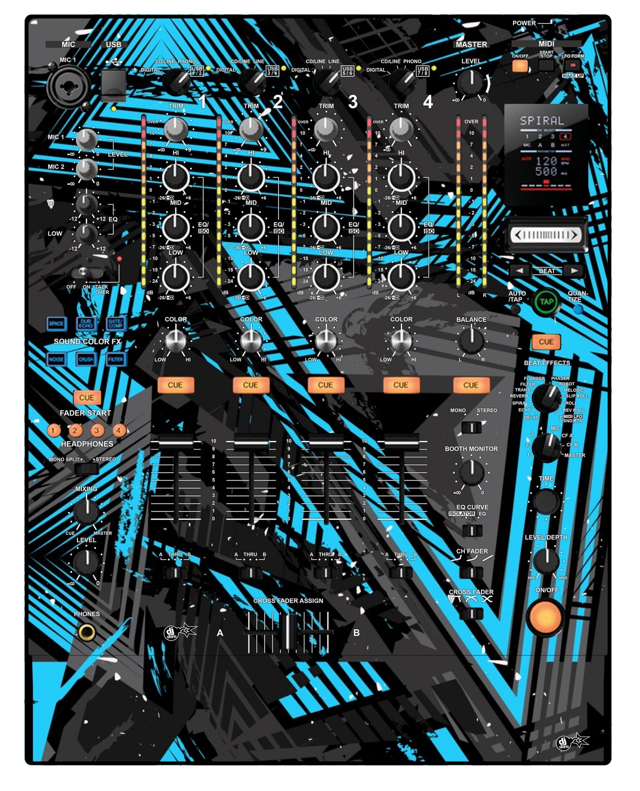 Pioneer DJ DJM 900 NEXUS Skin Ridge Blue Light