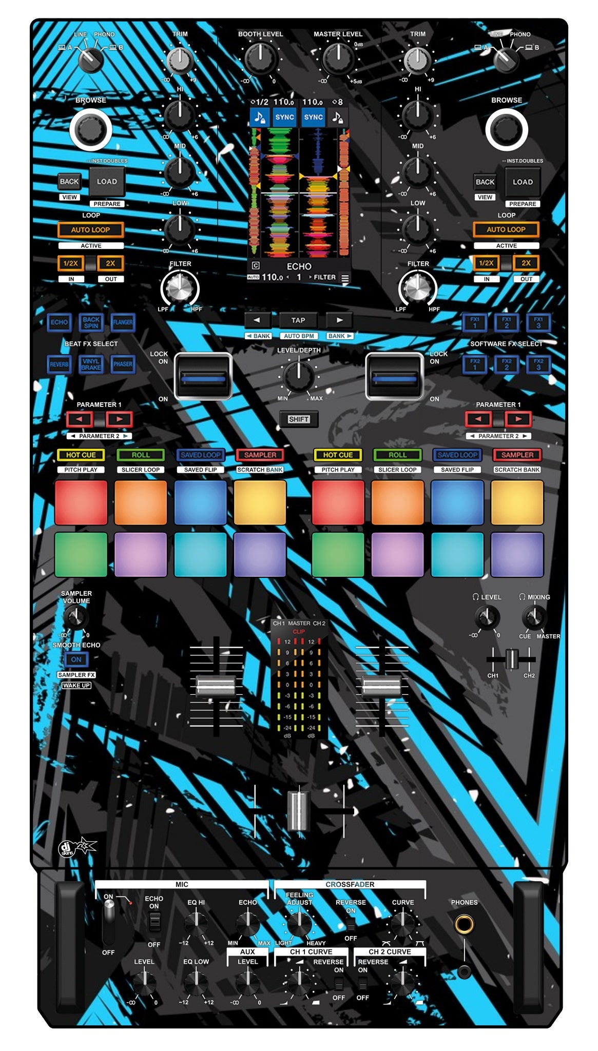 Pioneer DJ DJM S11 Skin Ridge Blue Light