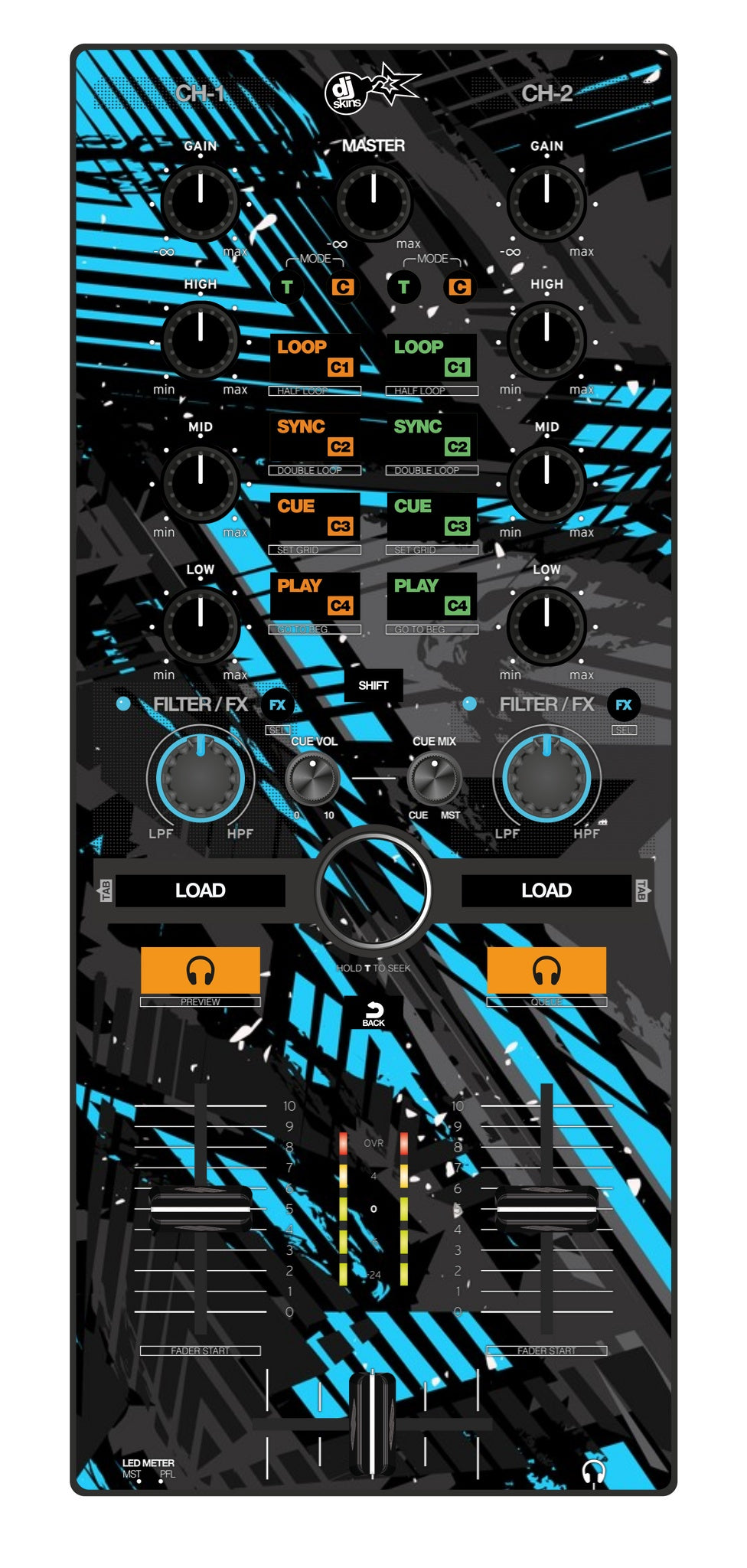 Reloop Mixtour Skin Ridge Blue Light