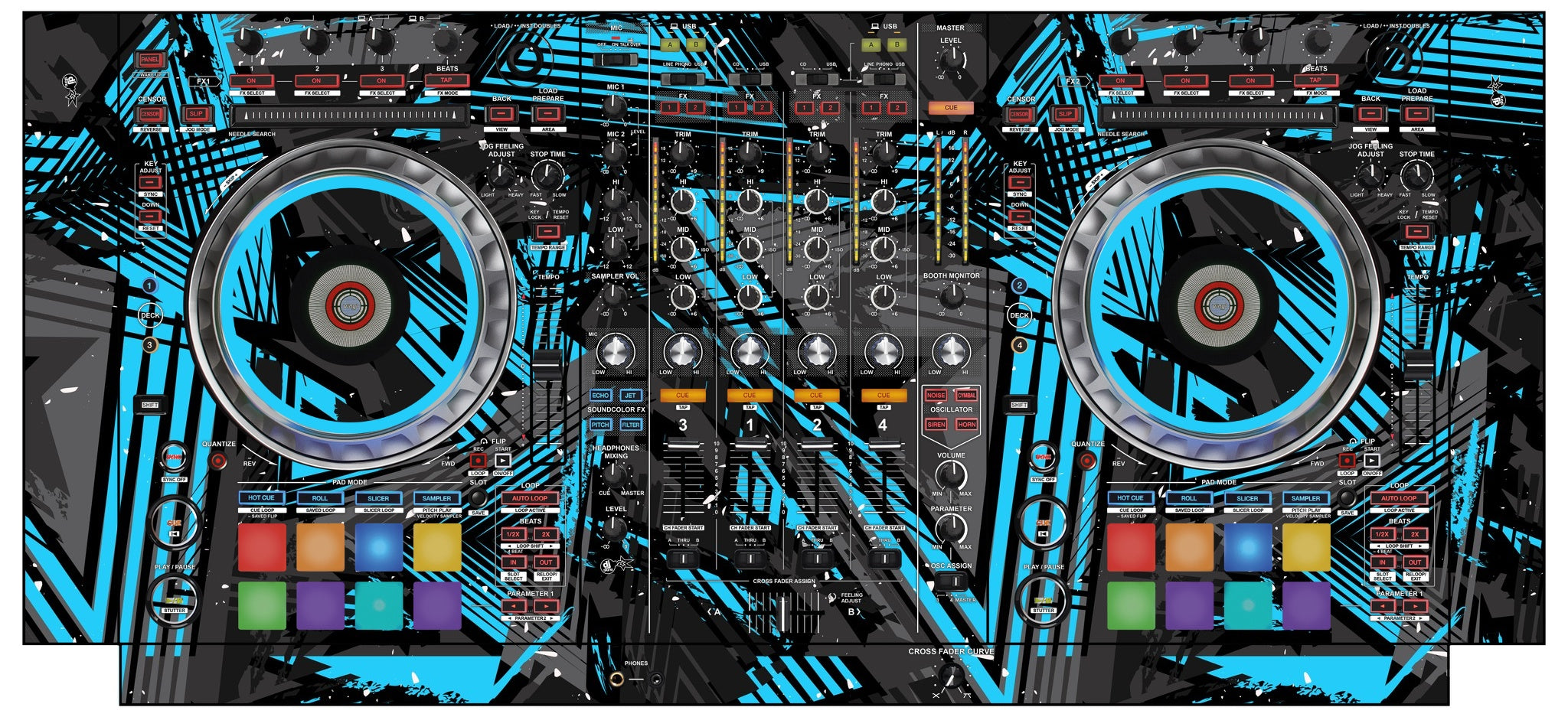 Pioneer DJ DDJ SZ 2 Skin Ridge Blue Light