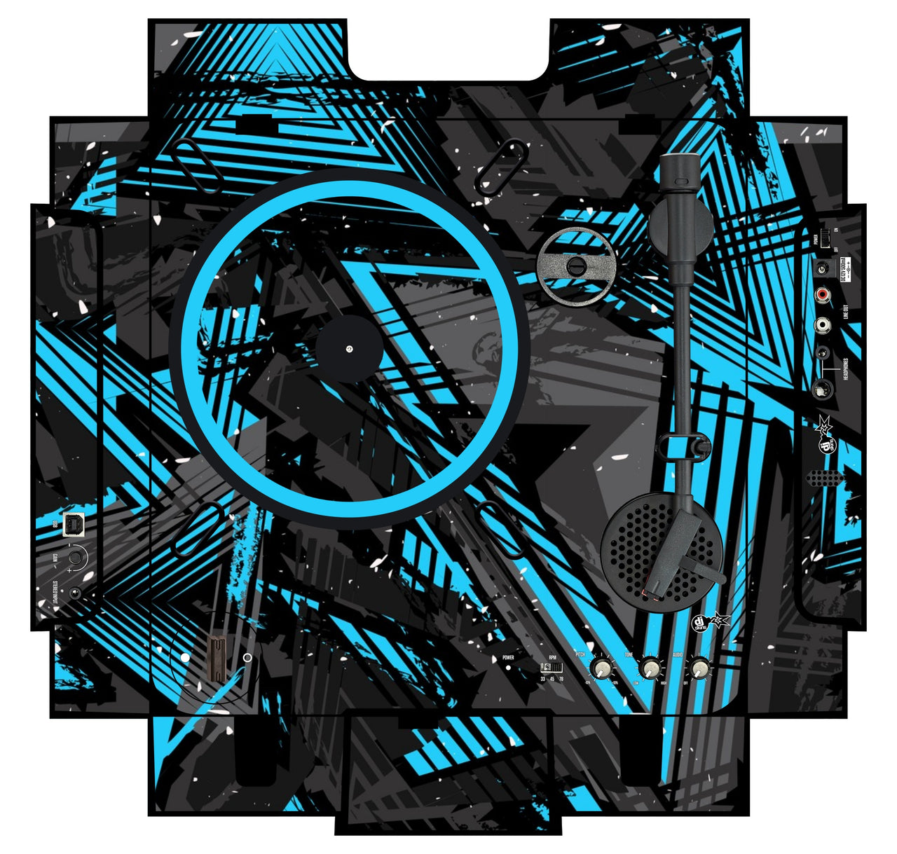 Numark PT 01 incl. Sides Skin Ridge Blue Light