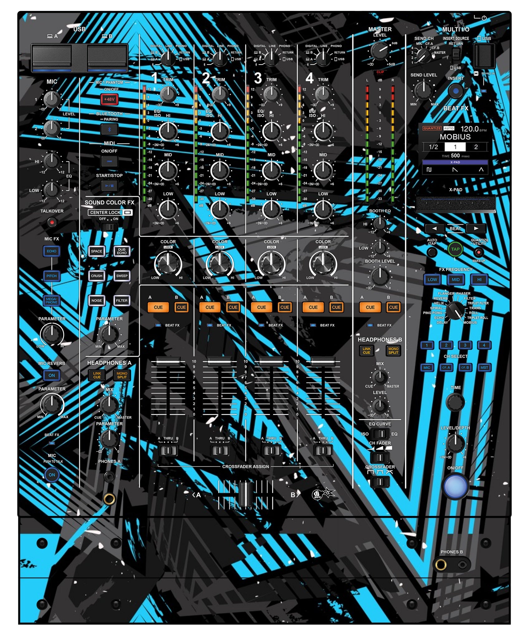 Pioneer DJ DJM A9 Skin Ridge Blue Light