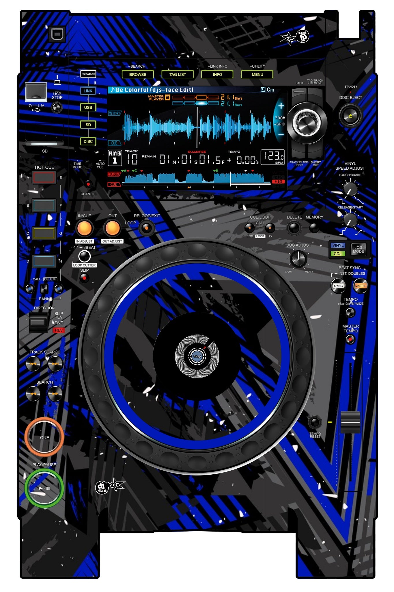 Pioneer DJ CDJ 2000 NEXUS 2 Skin Ridge Blue