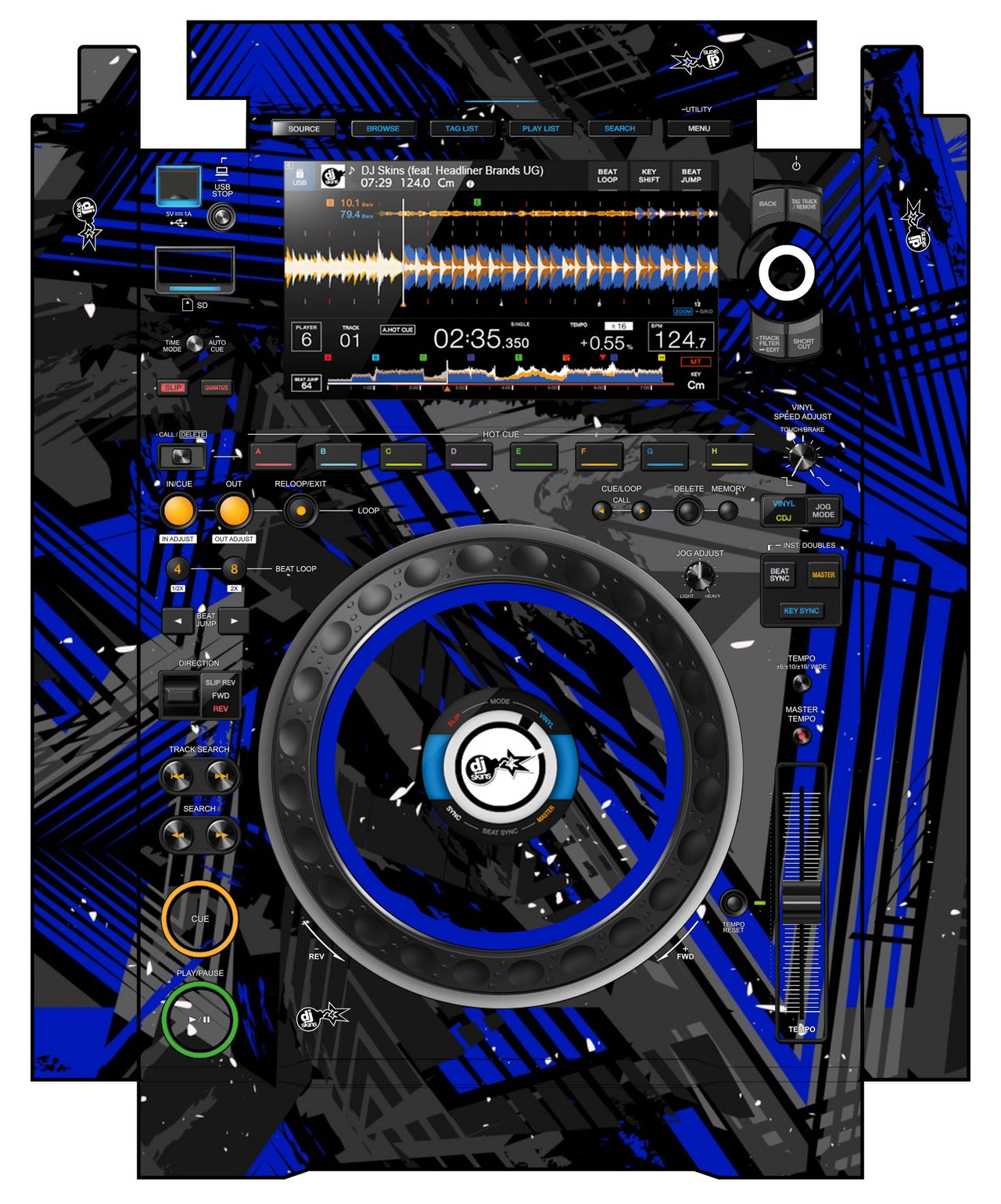 Pioneer DJ CDJ 3000 incl. SIDES Skin Ridge Blue