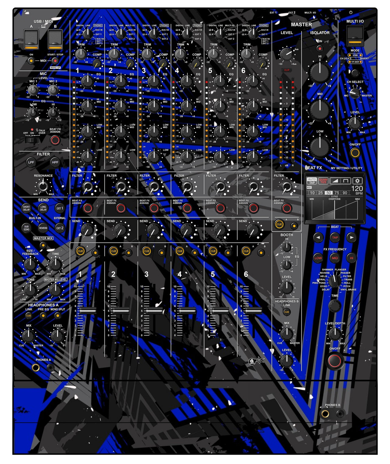 Pioneer DJ DJM V10 LF Skin Ridge Blue