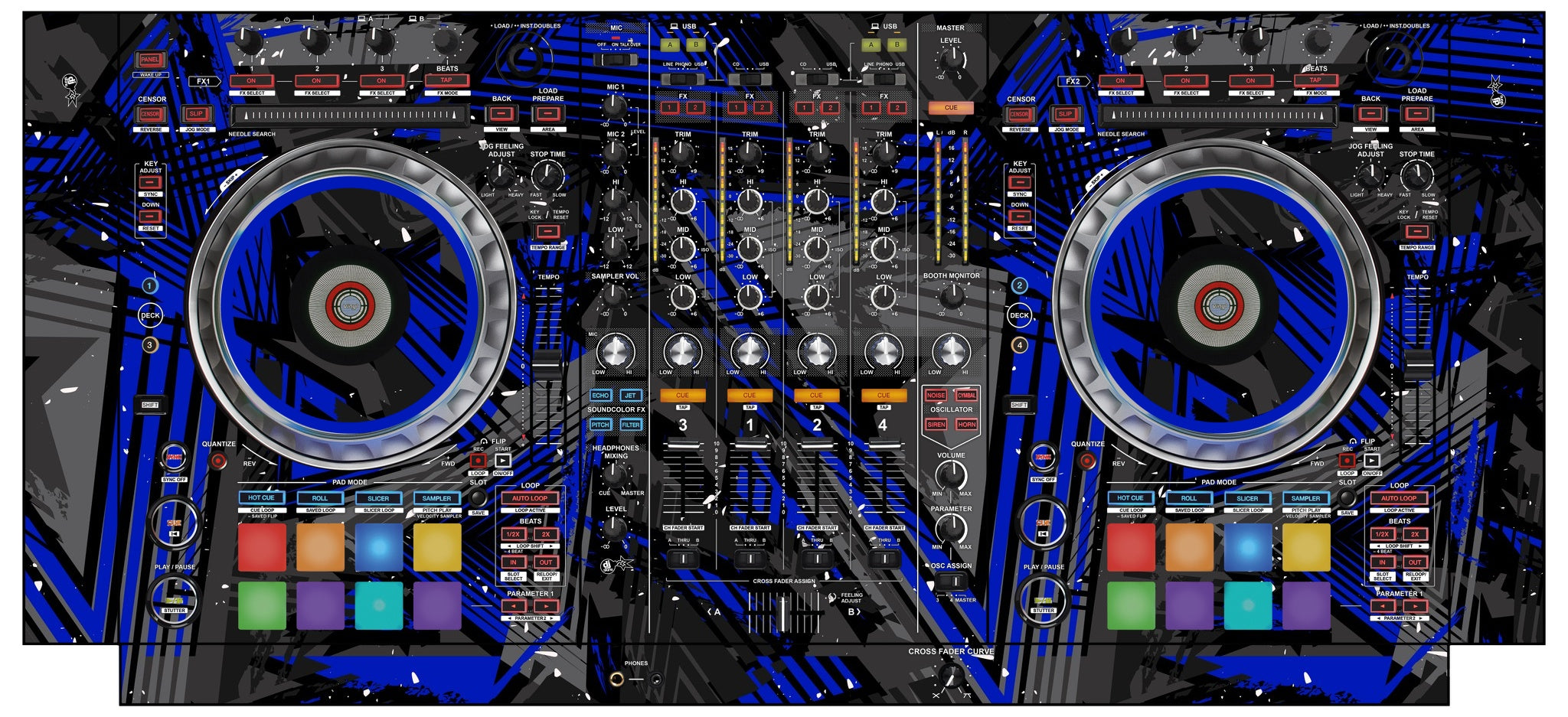 Pioneer DJ DDJ SZ 2 Skin Ridge Blue