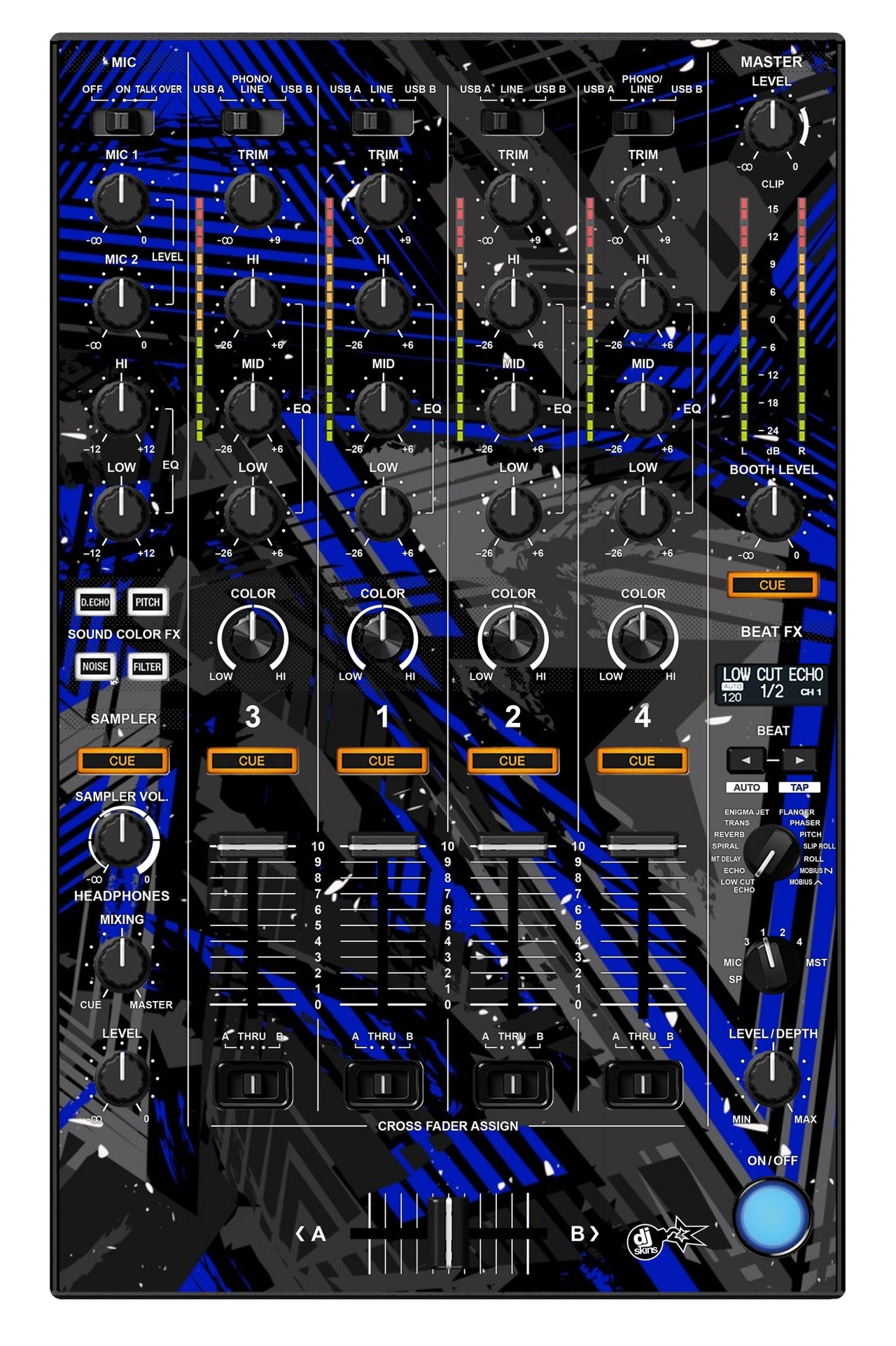 Pioneer DJ DDJ 1000 SRT MIXER Skin Ridge Blue