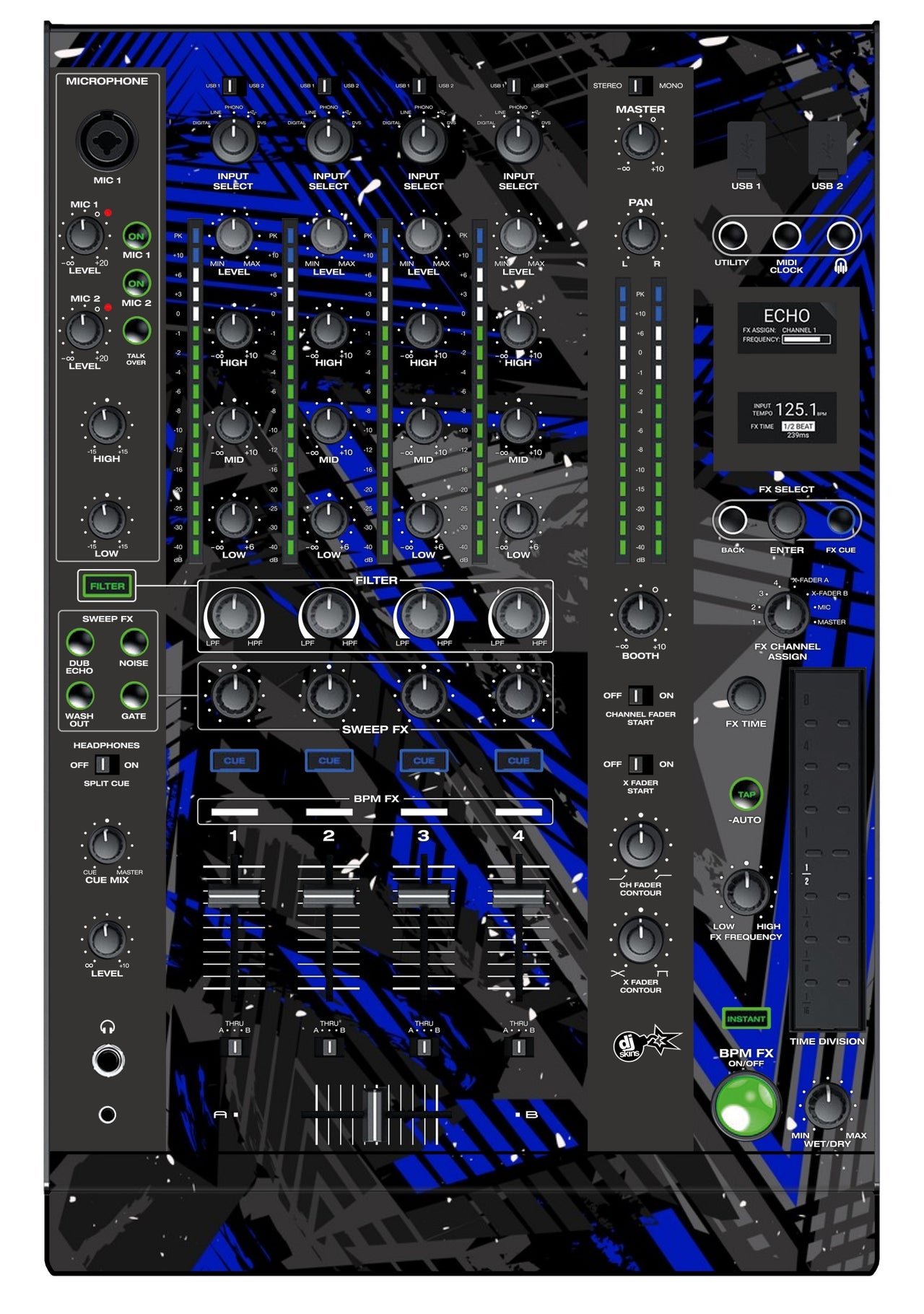 Denon DJ X 1800 Skin Ridge Blue