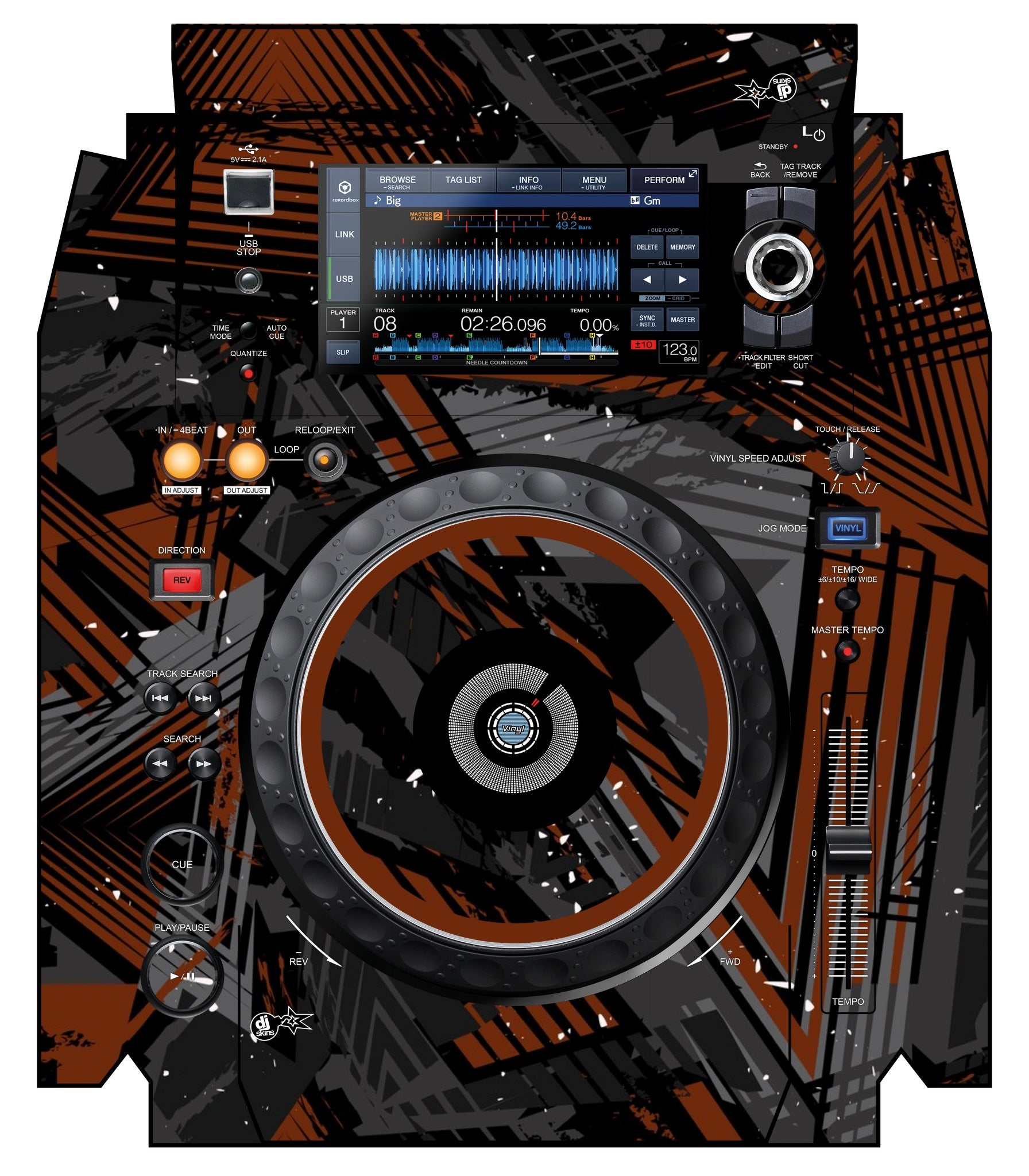 Pioneer DJ XDJ 1000 MK2 Skin Ridge Brown