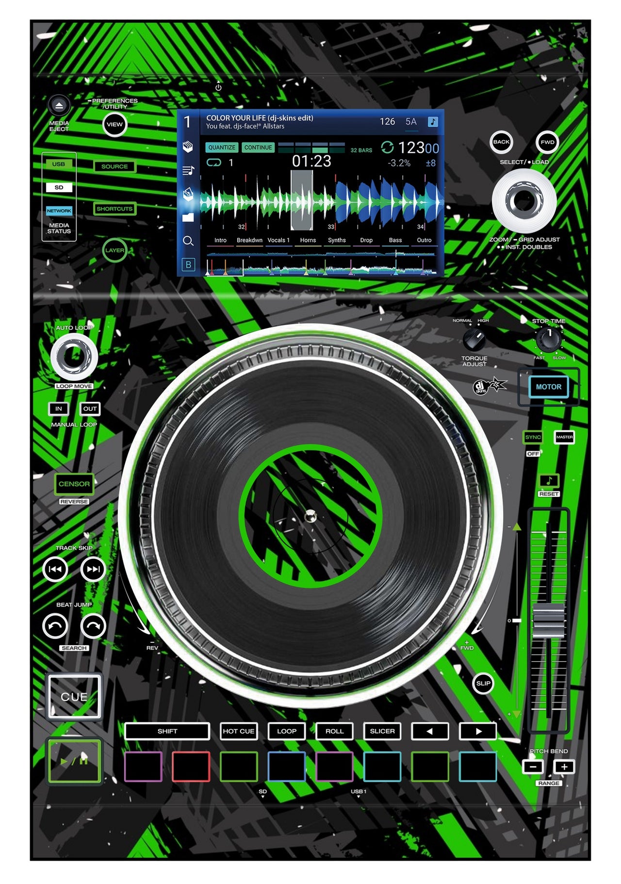 Denon DJ SC 5000 M Skin Ridge Green
