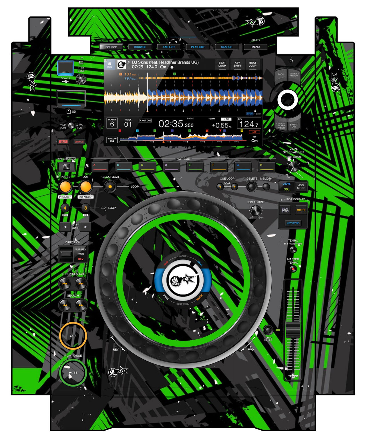 Pioneer DJ CDJ 3000 incl. SIDES Skin Ridge Green