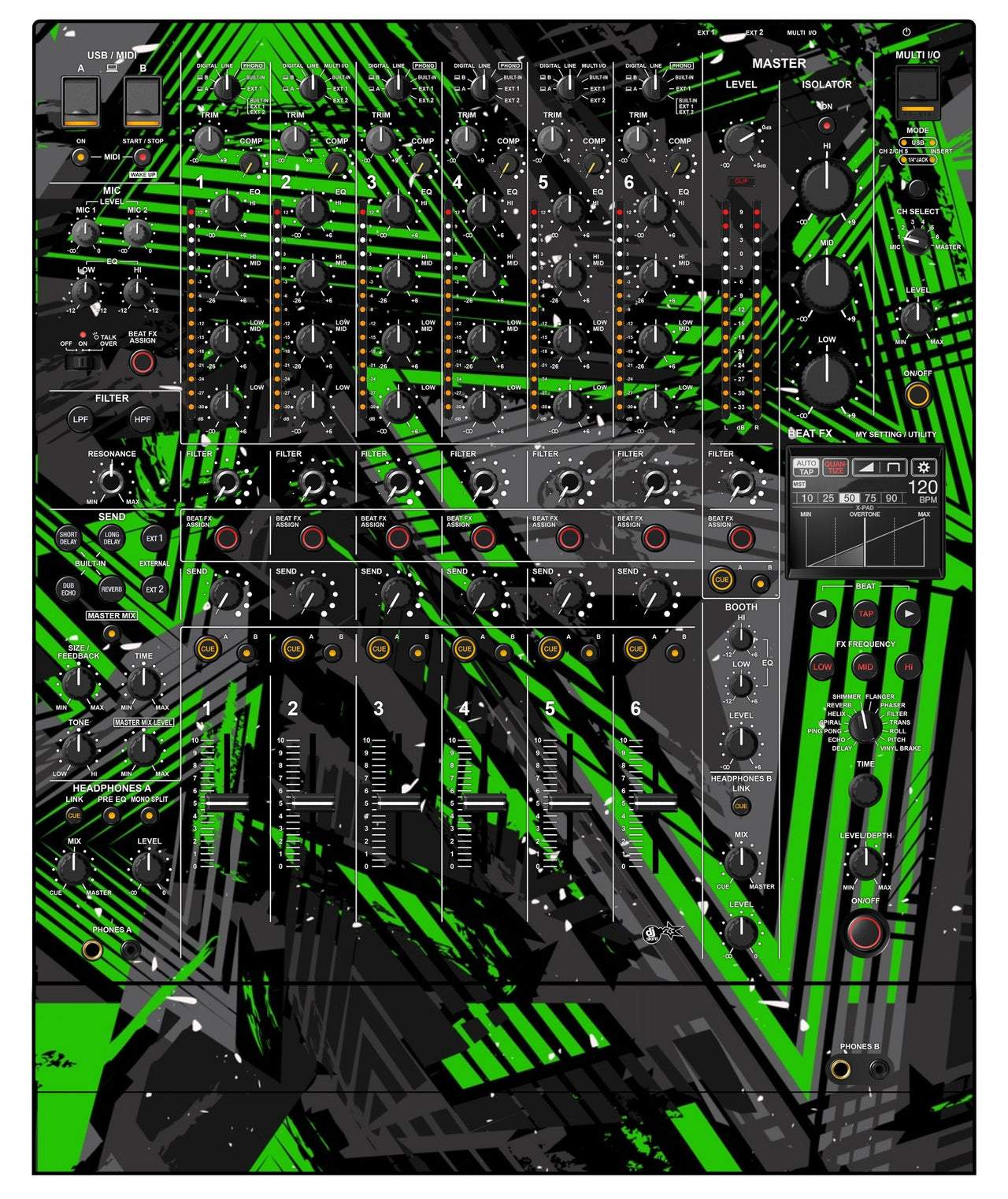 Pioneer DJ DJM V10 LF Skin Ridge Green