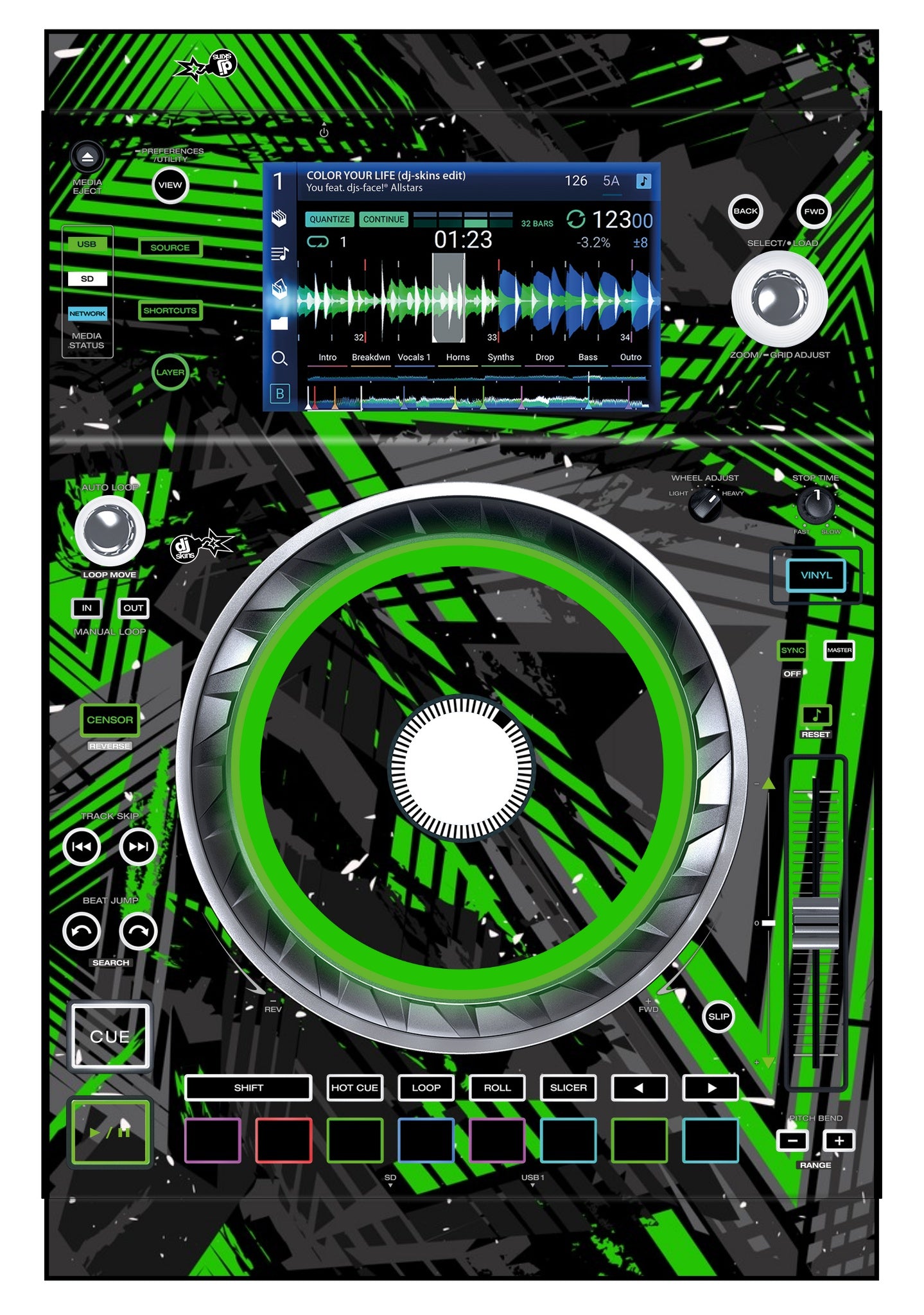 Denon DJ SC 5000 Skin Ridge Green