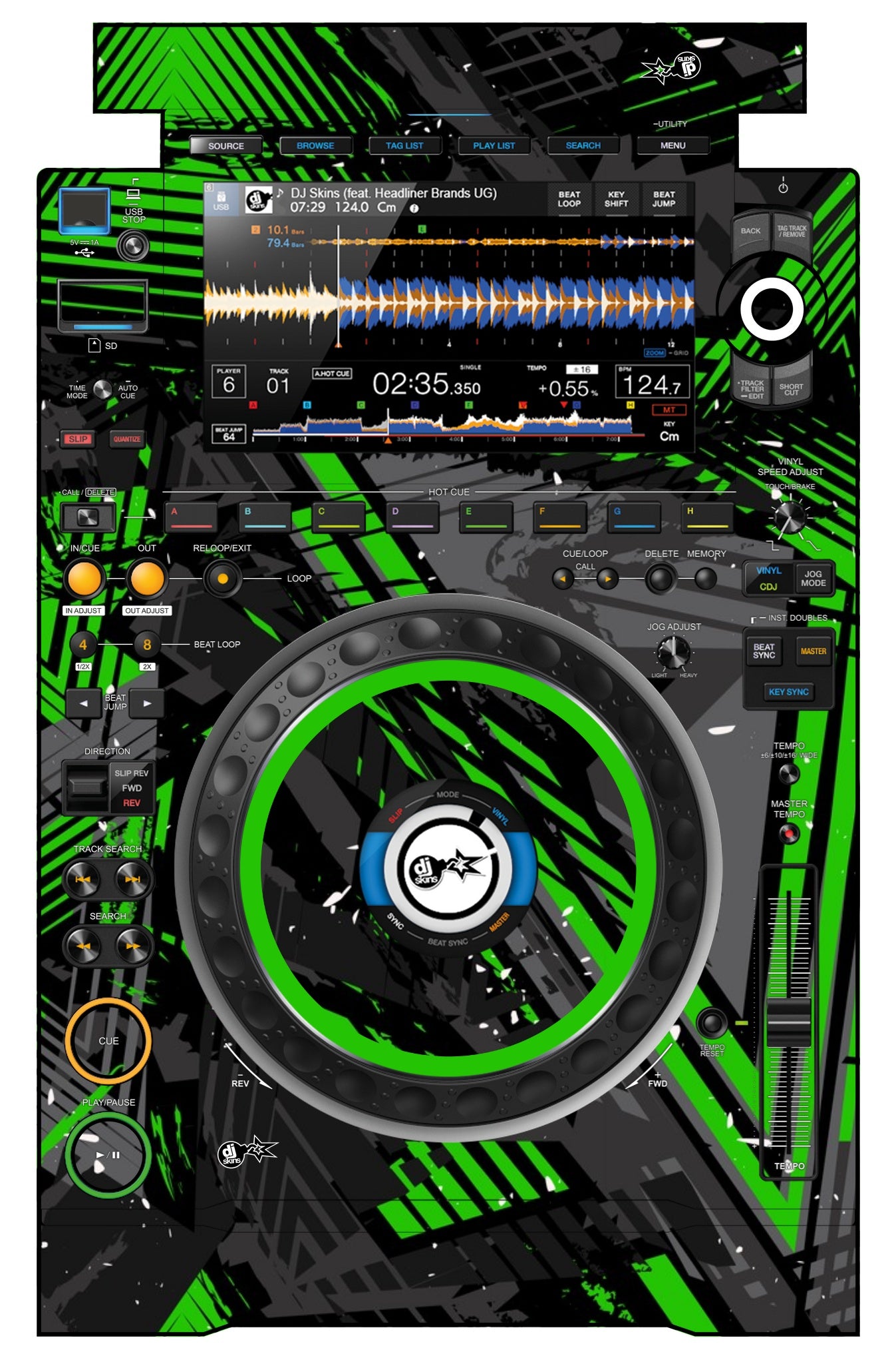 Pioneer DJ CDJ 3000 Skin Ridge Green