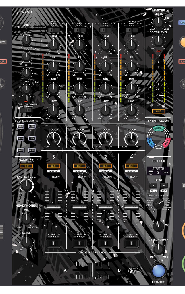 Pioneer DJ DDJ FLX10 MIXER Skin Ridge Grey