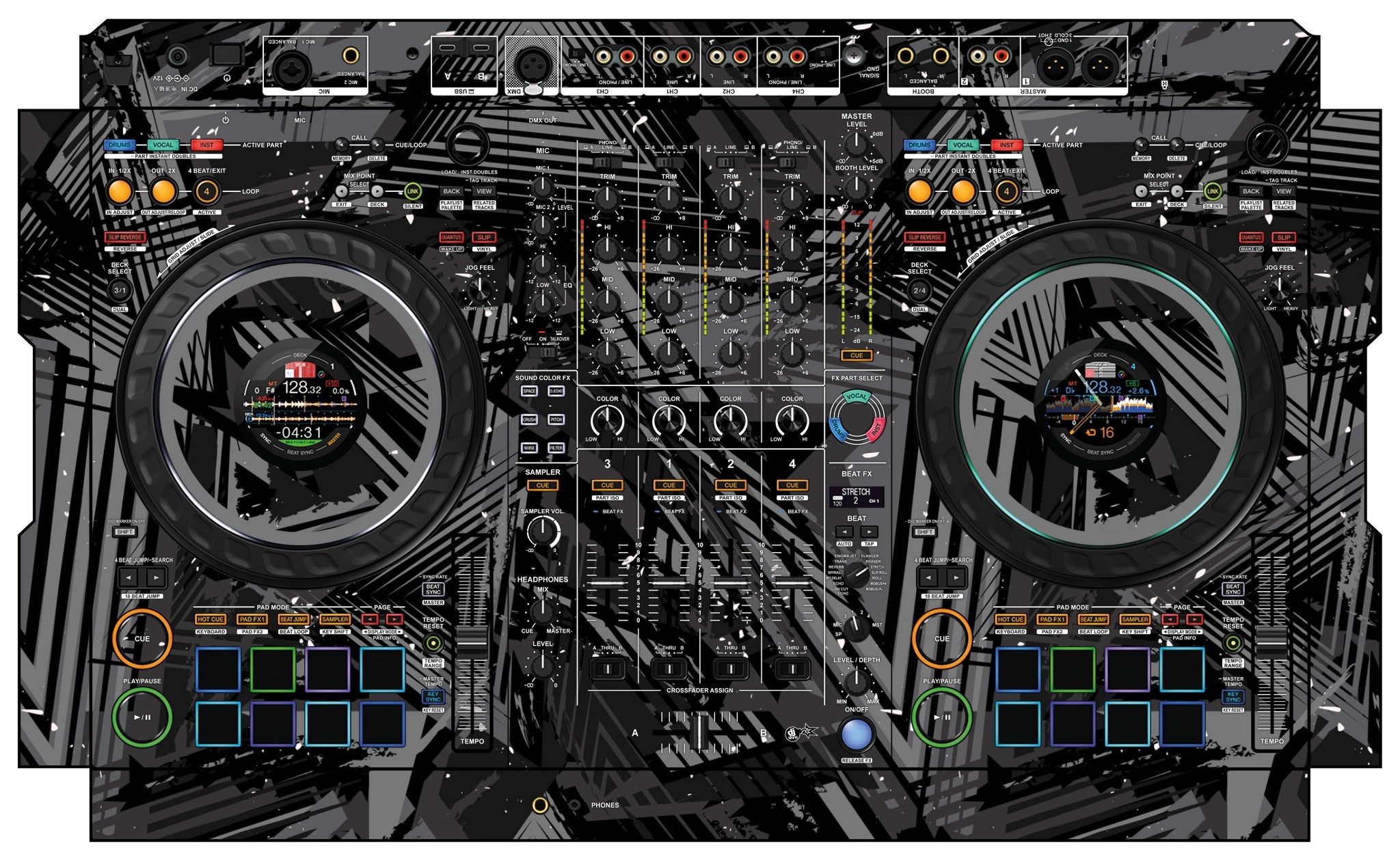 Pioneer DJ DDJ FLX10 Skin Ridge Grey