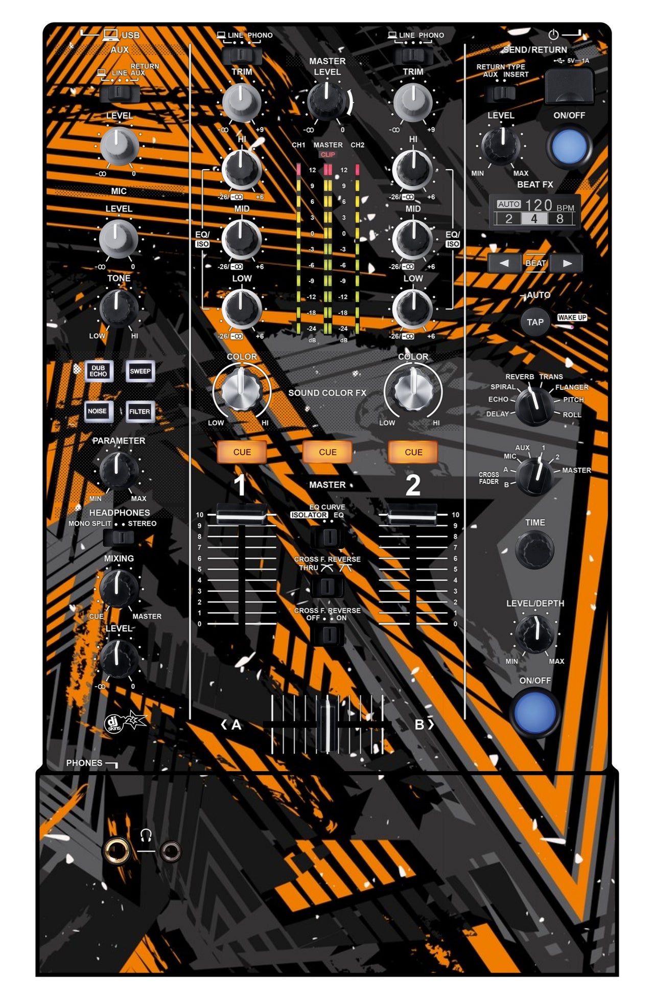 Pioneer DJ DJM 450 Skin Ridge Orange