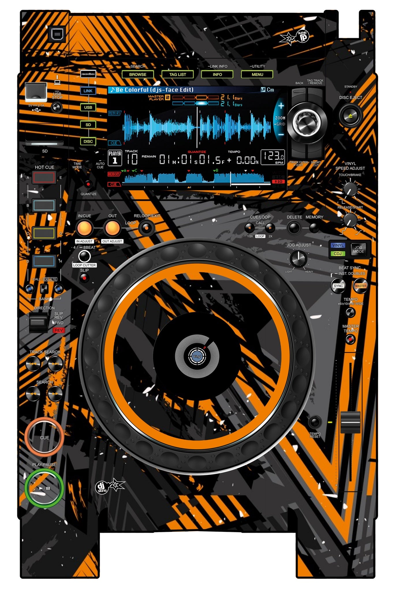 Pioneer DJ CDJ 2000 NEXUS 2 Skin Ridge Orange