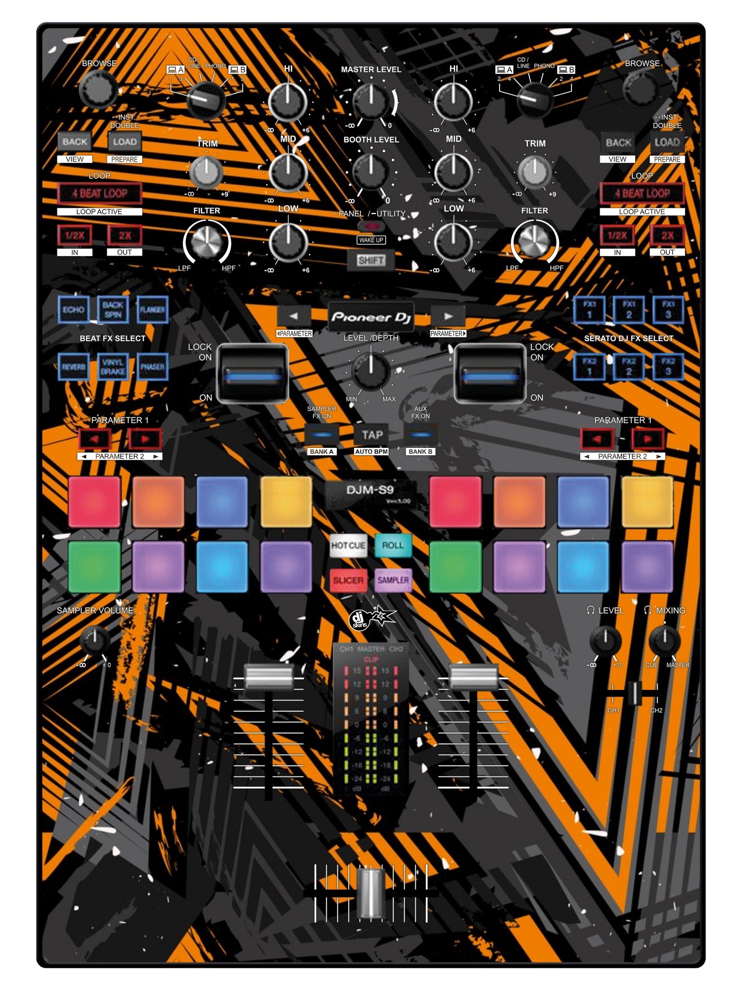 Pioneer DJ DJM S9 Skin Ridge Orange