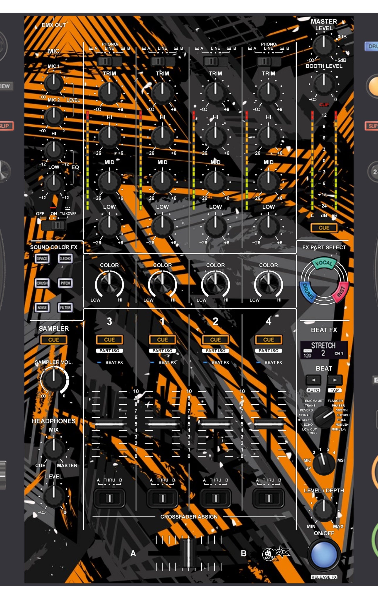 Pioneer DJ DDJ FLX10 MIXER Skin Ridge Orange