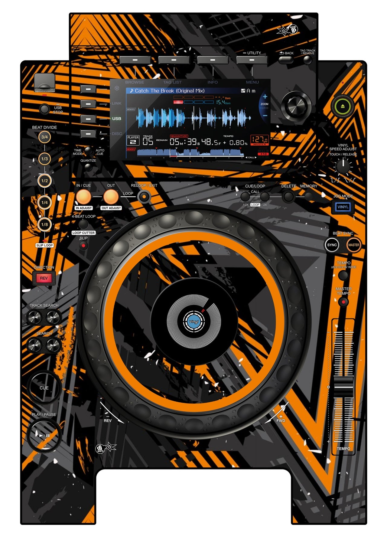 Pioneer DJ CDJ 900 NEXUS Skin Ridge Orange