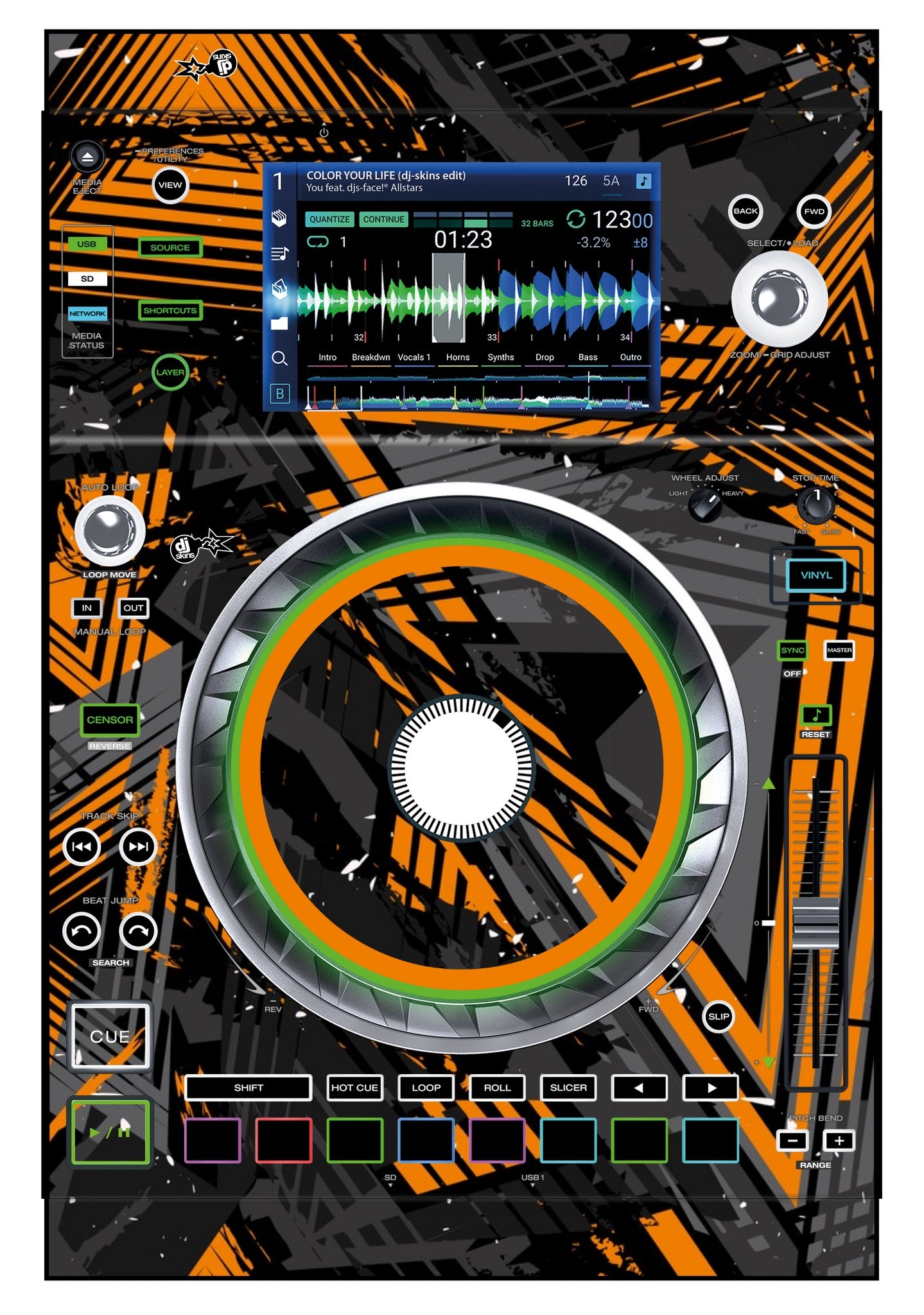Denon DJ SC 5000 Skin Ridge Orange