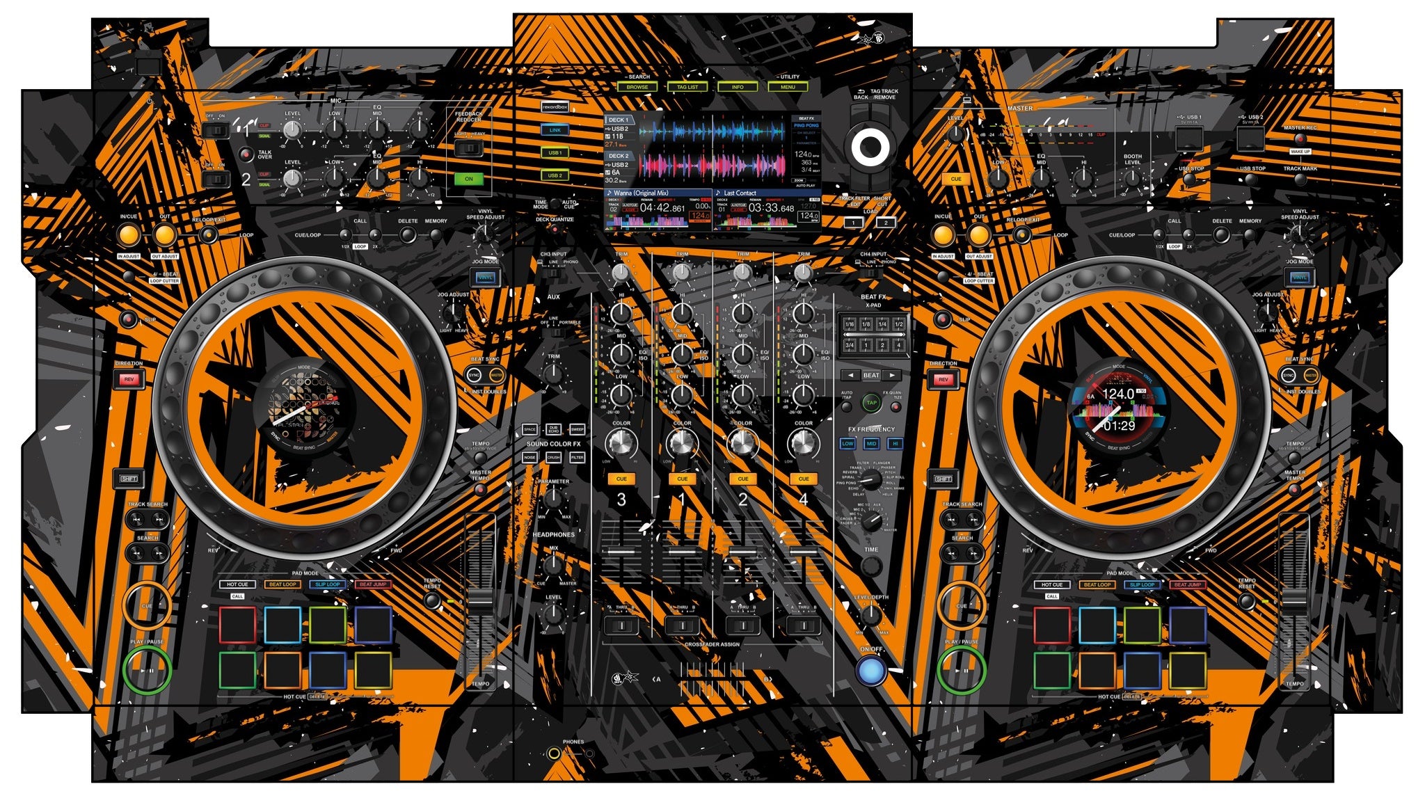 Pioneer DJ XDJ XZ Skin Ridge Orange