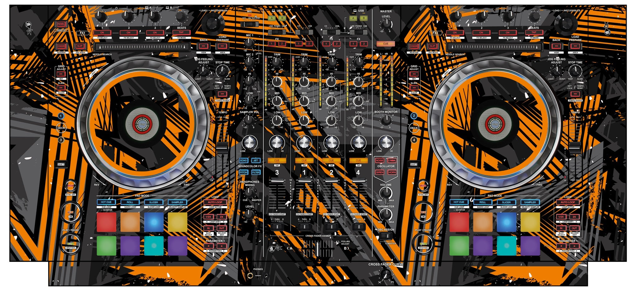 Pioneer DJ DDJ SZ Skin Ridge Orange