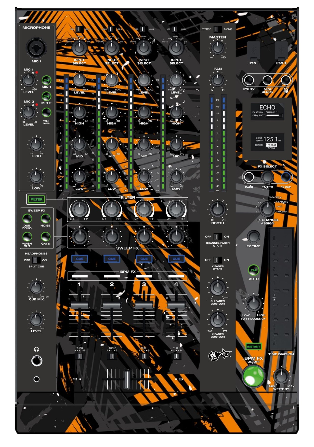 Denon DJ X 1800 Skin Ridge Orange