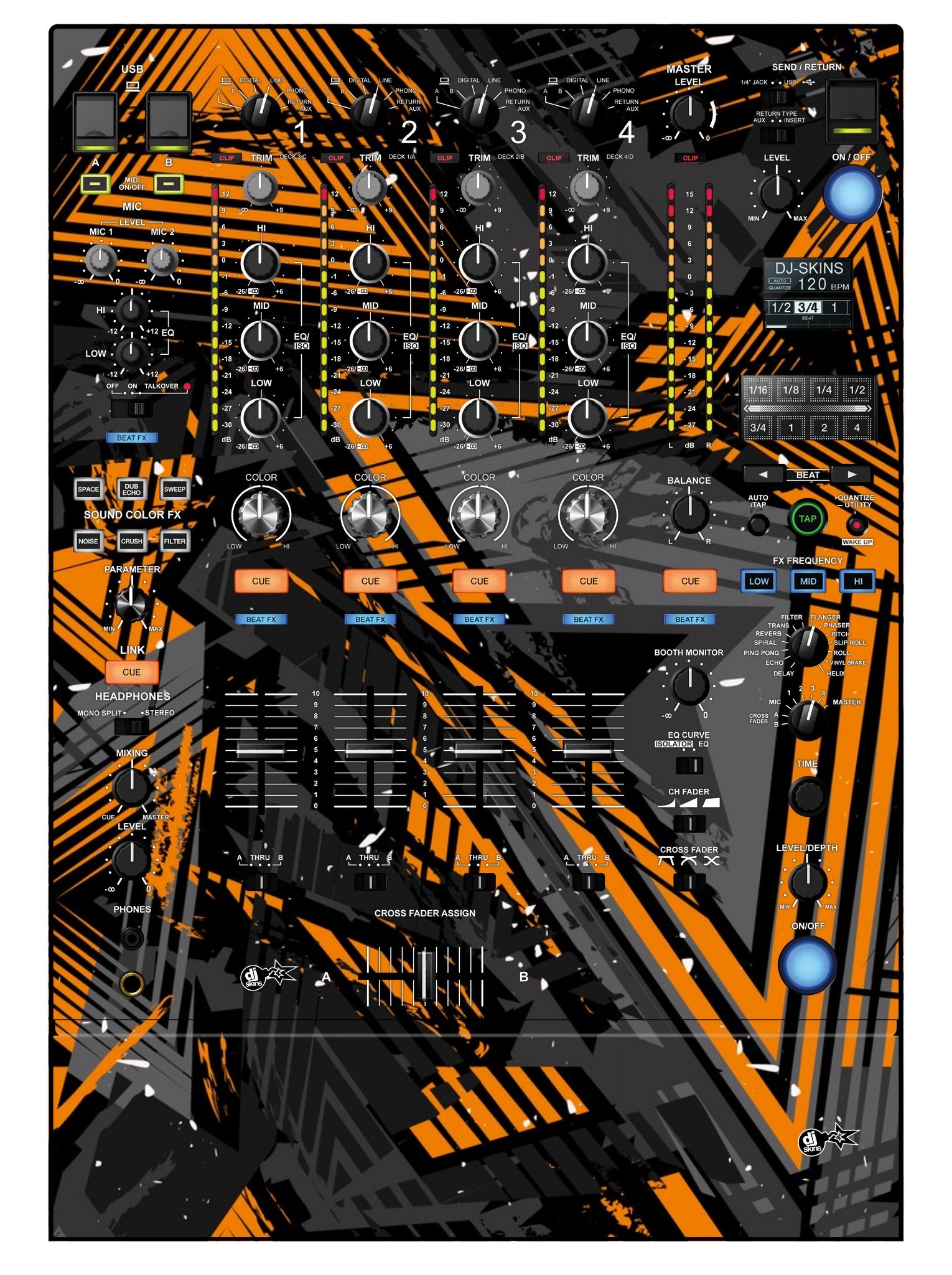 Pioneer DJ DJM 900 NEXUS 2 Skin Ridge Orange
