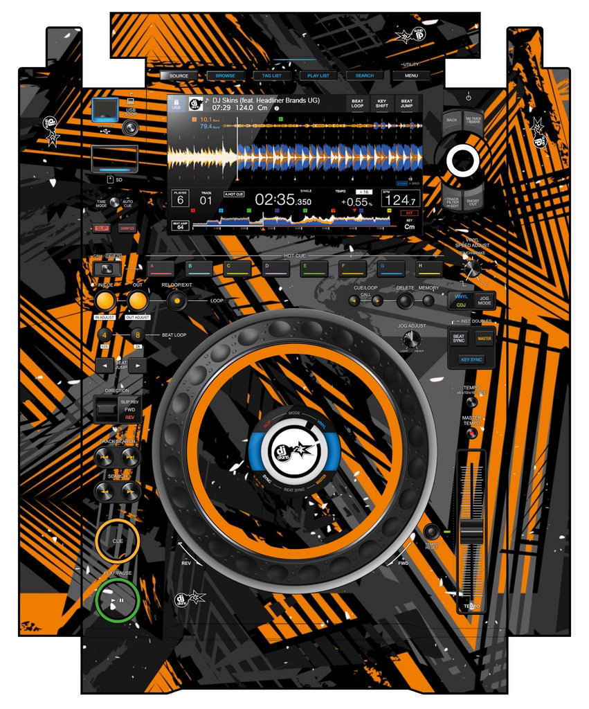 Pioneer DJ CDJ 3000 incl. SIDES Skin Ridge Orange