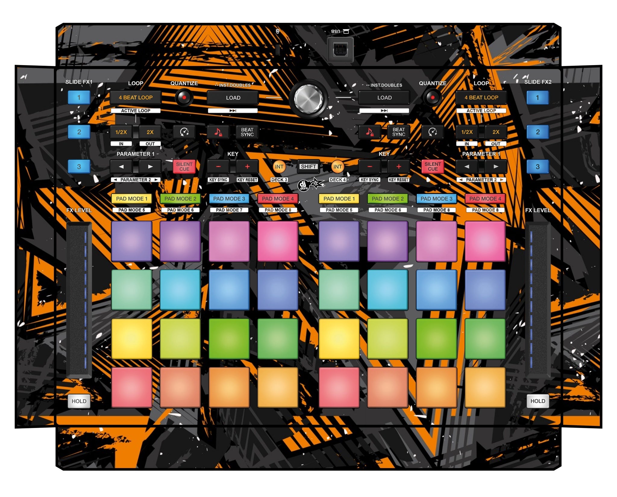 Pioneer DJ DDJ XP 2 Skin Ridge Orange