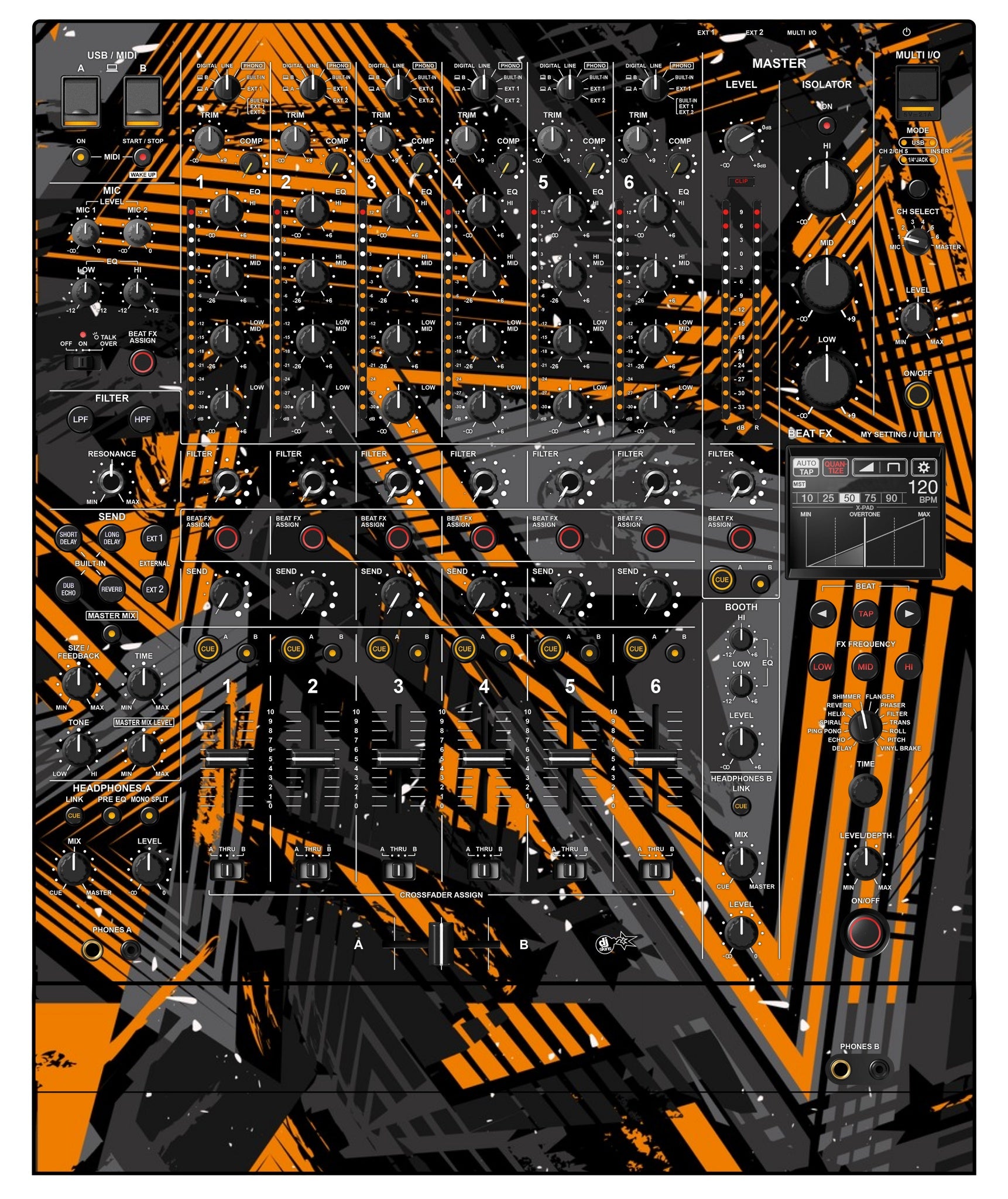 Pioneer DJ DJM V10 Skin Ridge Orange