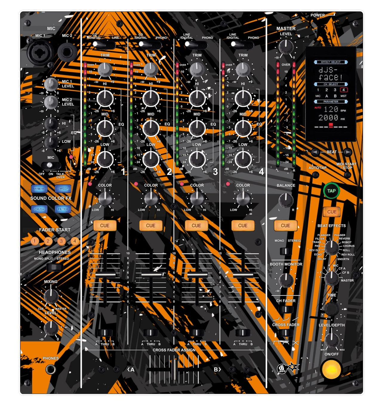 Pioneer DJ DJM 800 Skin Ridge Orange