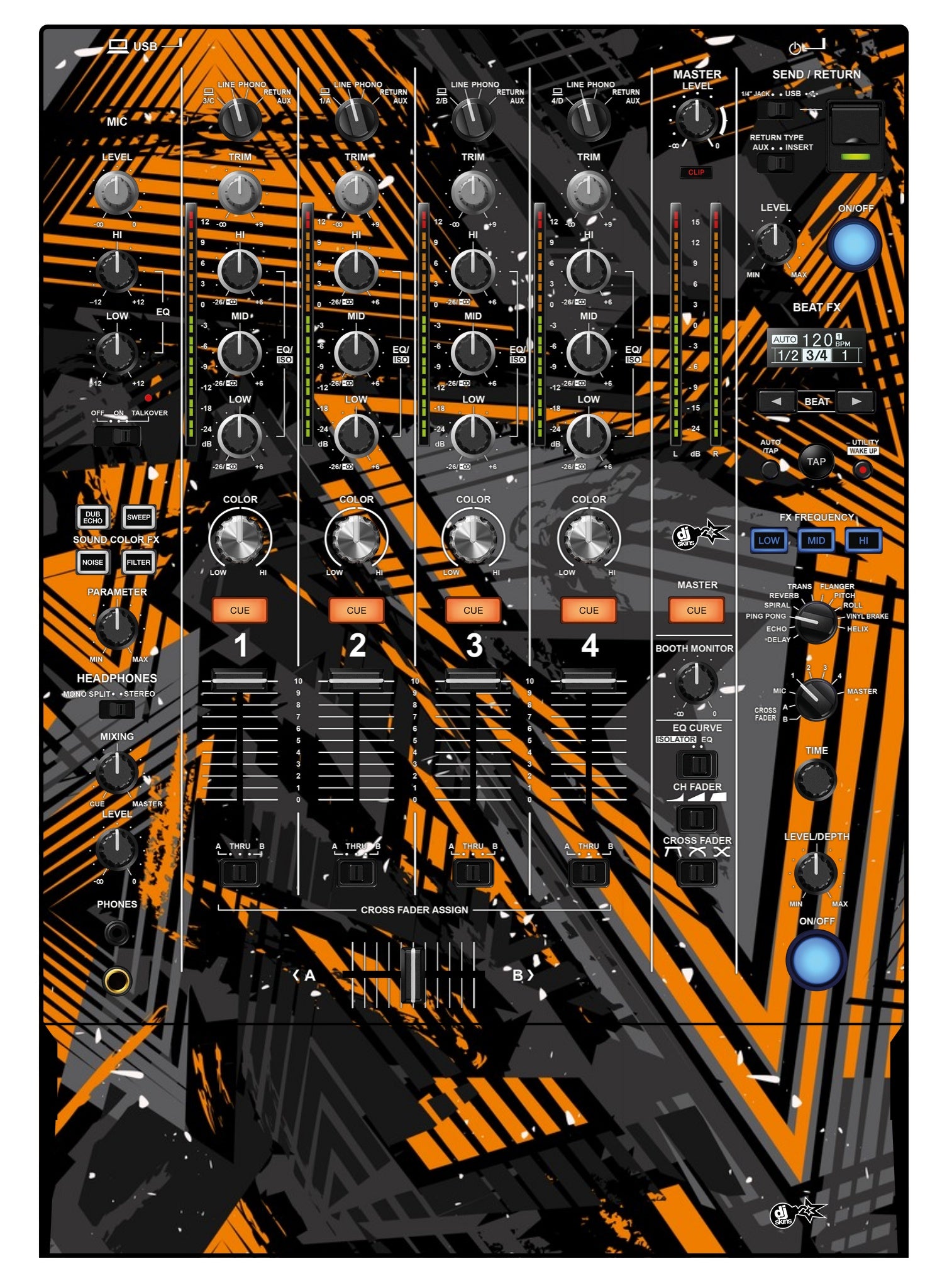 Pioneer DJ DJM 750 MK2 Skin Ridge Orange