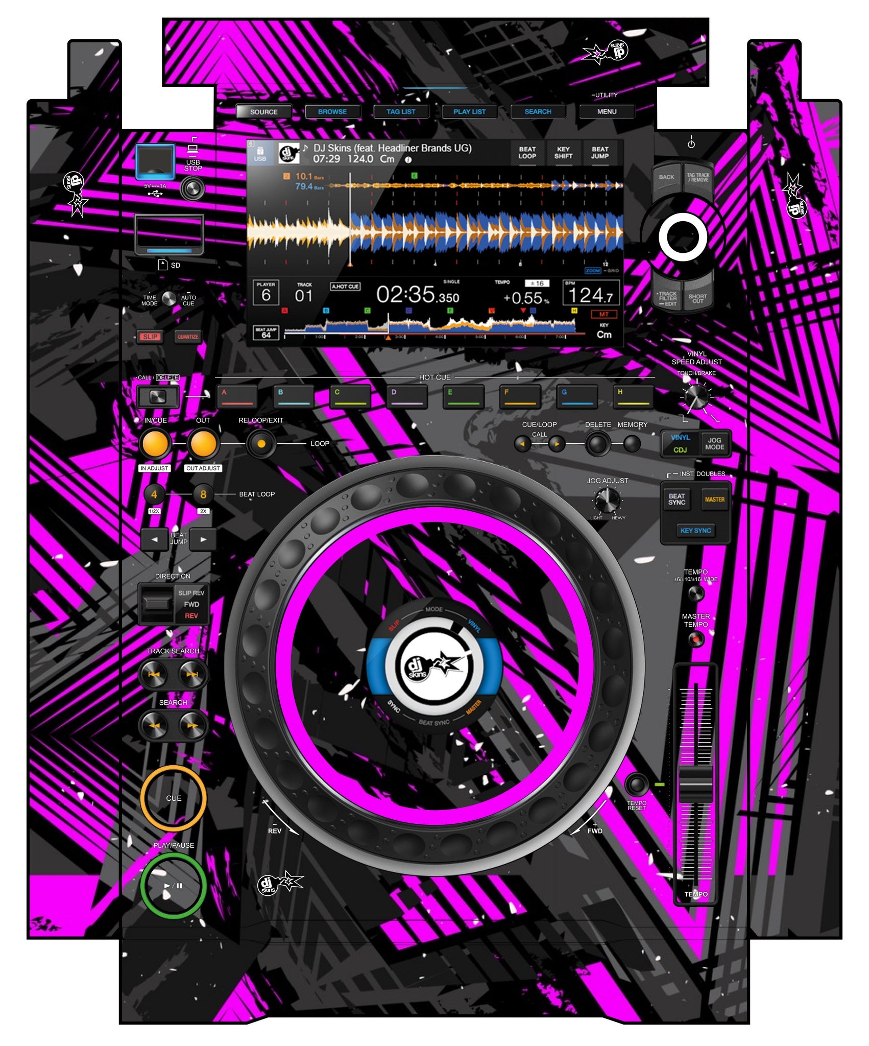 Pioneer DJ CDJ 3000 incl. SIDES Skin Ridge Pink