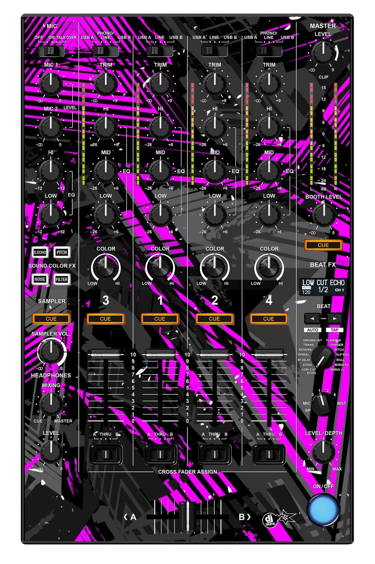 Pioneer DJ DDJ 1000 SRT MIXER Skin Ridge Pink