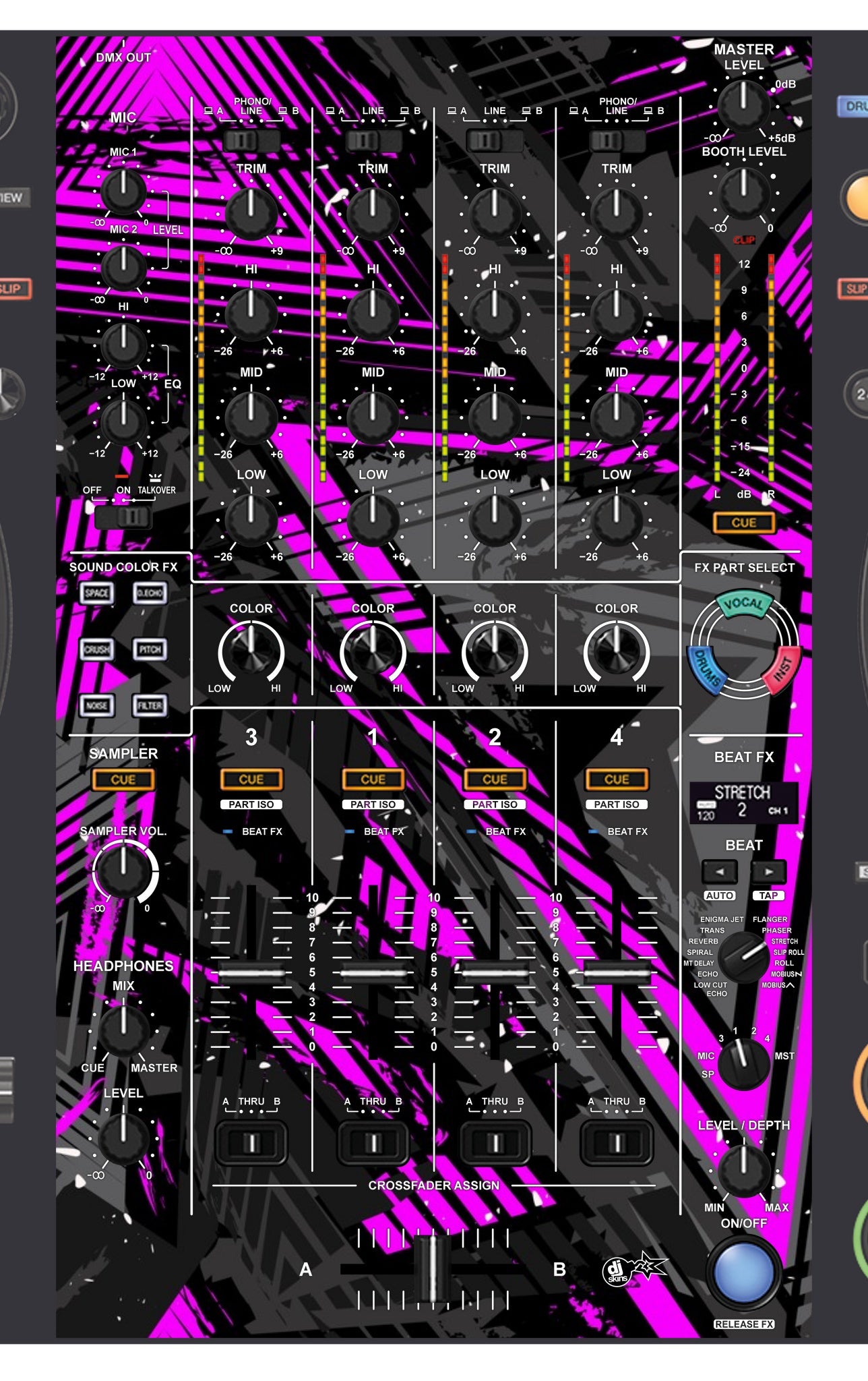 Pioneer DJ DDJ FLX10 MIXER Skin Ridge Pink