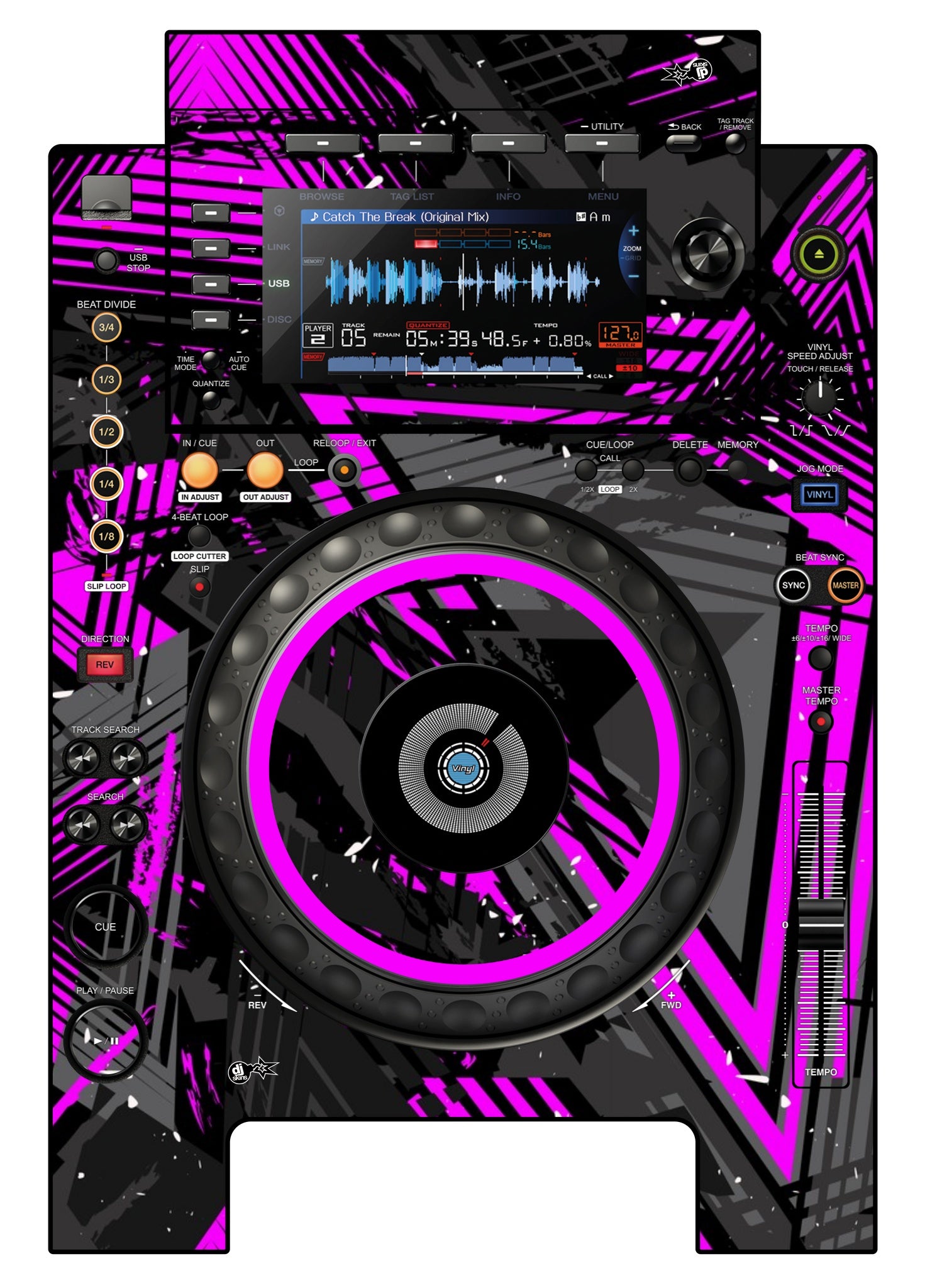 Pioneer DJ CDJ 900 NEXUS Skin Ridge Pink